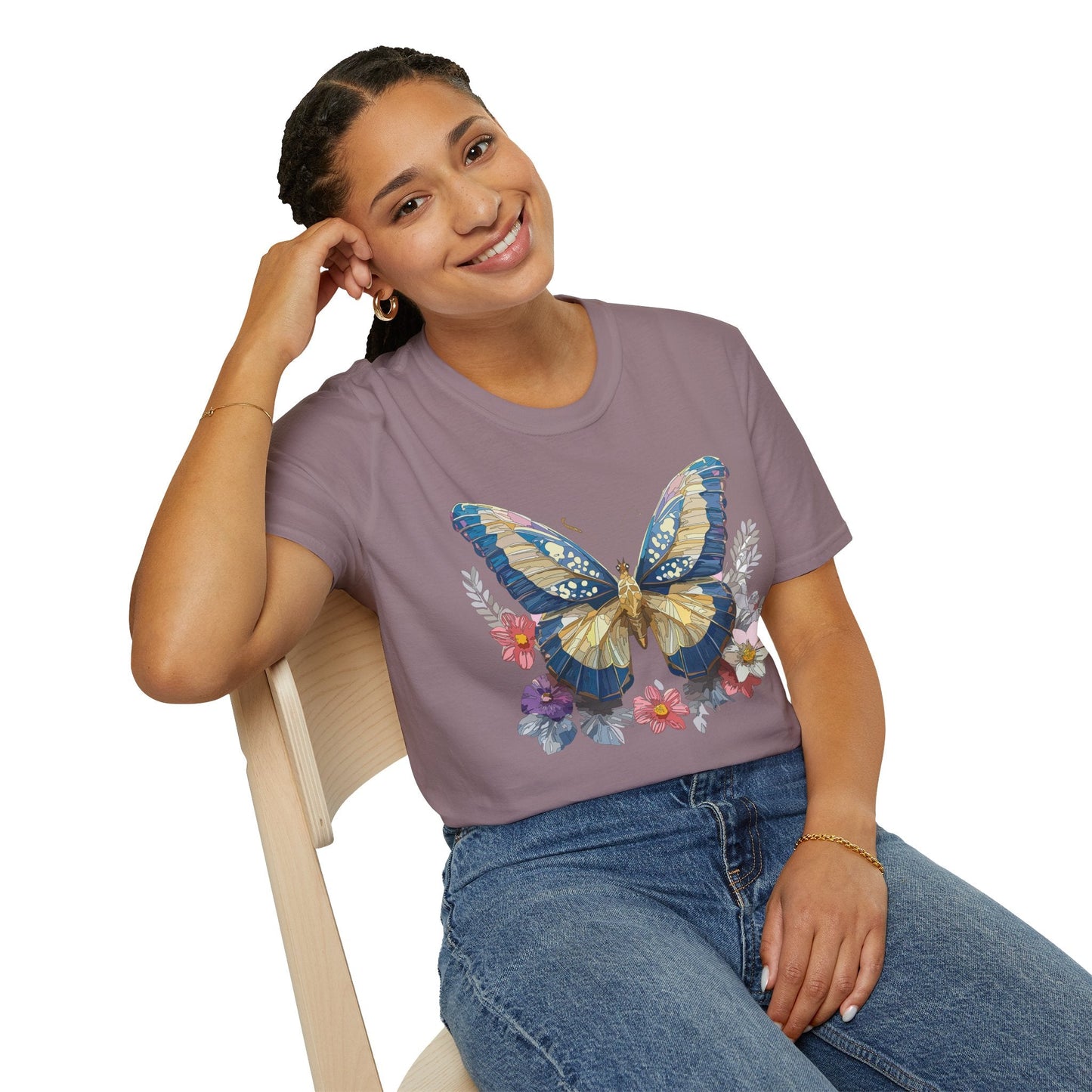 Butterfly Unisex Short Sleeve Tee Shirt Gildan Softstyle 64000 Monarch Design Graphic Tee