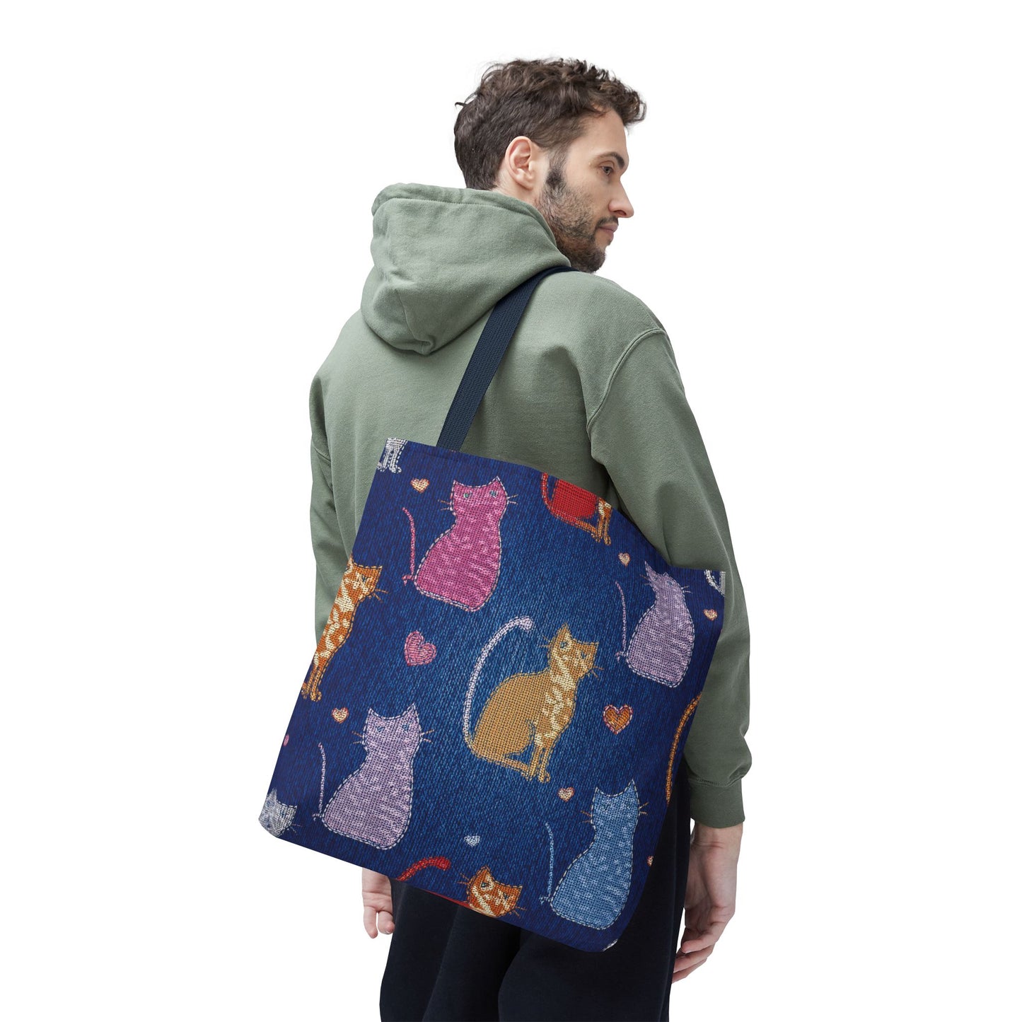 Love Day Graphic Design Denim Fabric Imitation Print Unisex Canvas Bag POLY 3 Sizes Tote Bag 201-20