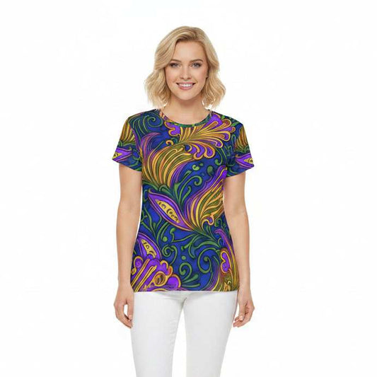 Women Poly Span T-Shirt with Floral Print