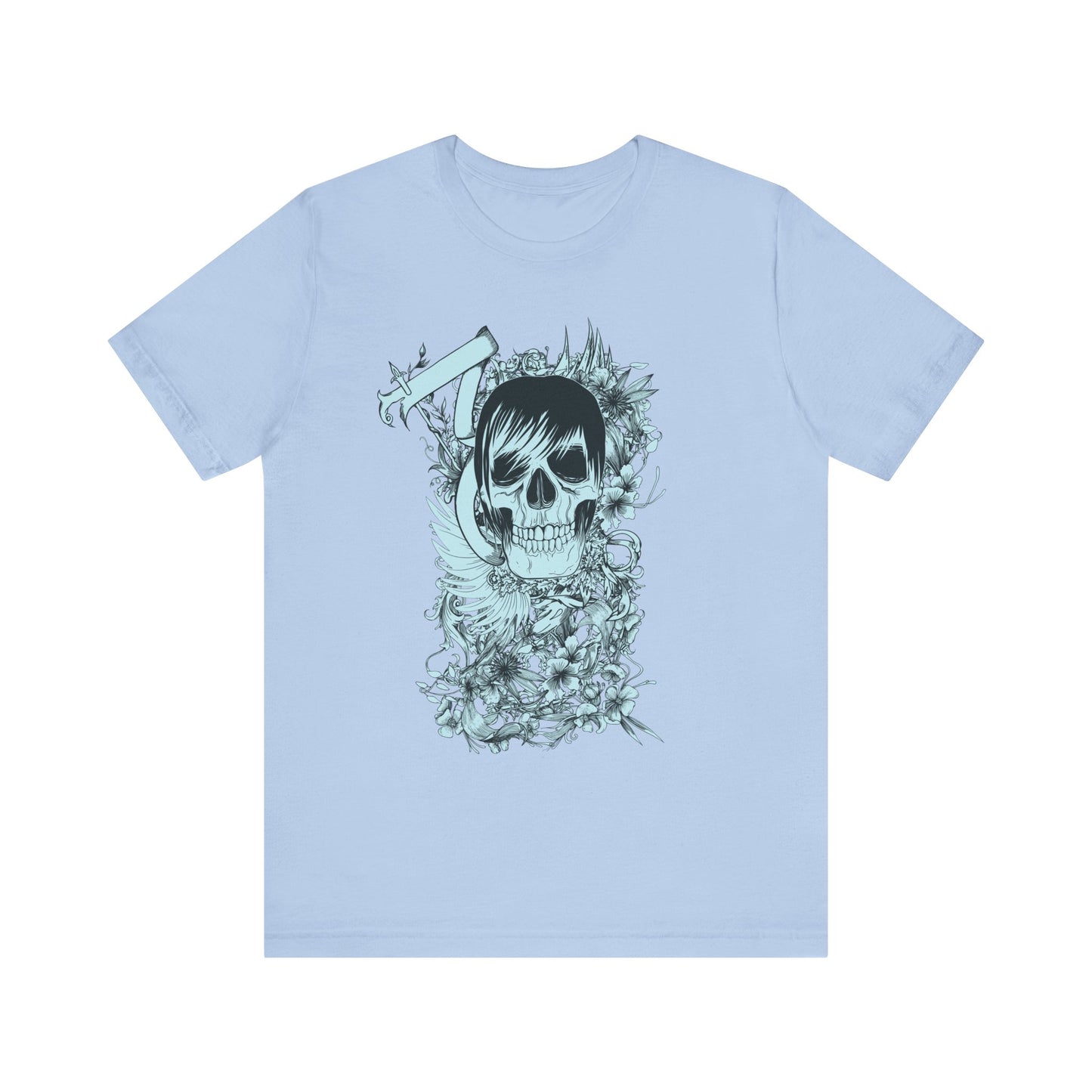 Sky Skull Graphic Design Tee, Skull Shirt, Vintage Tees, Art Design T-Shirt, Vintage Graphic Tee, Art Shirts with Skulls