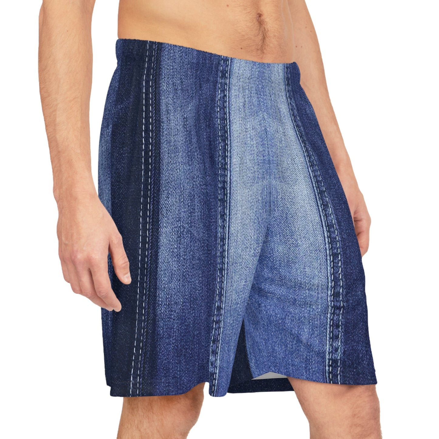 Denim Print Basketball Shorts, Basketball Shorts with Denim Print 4
