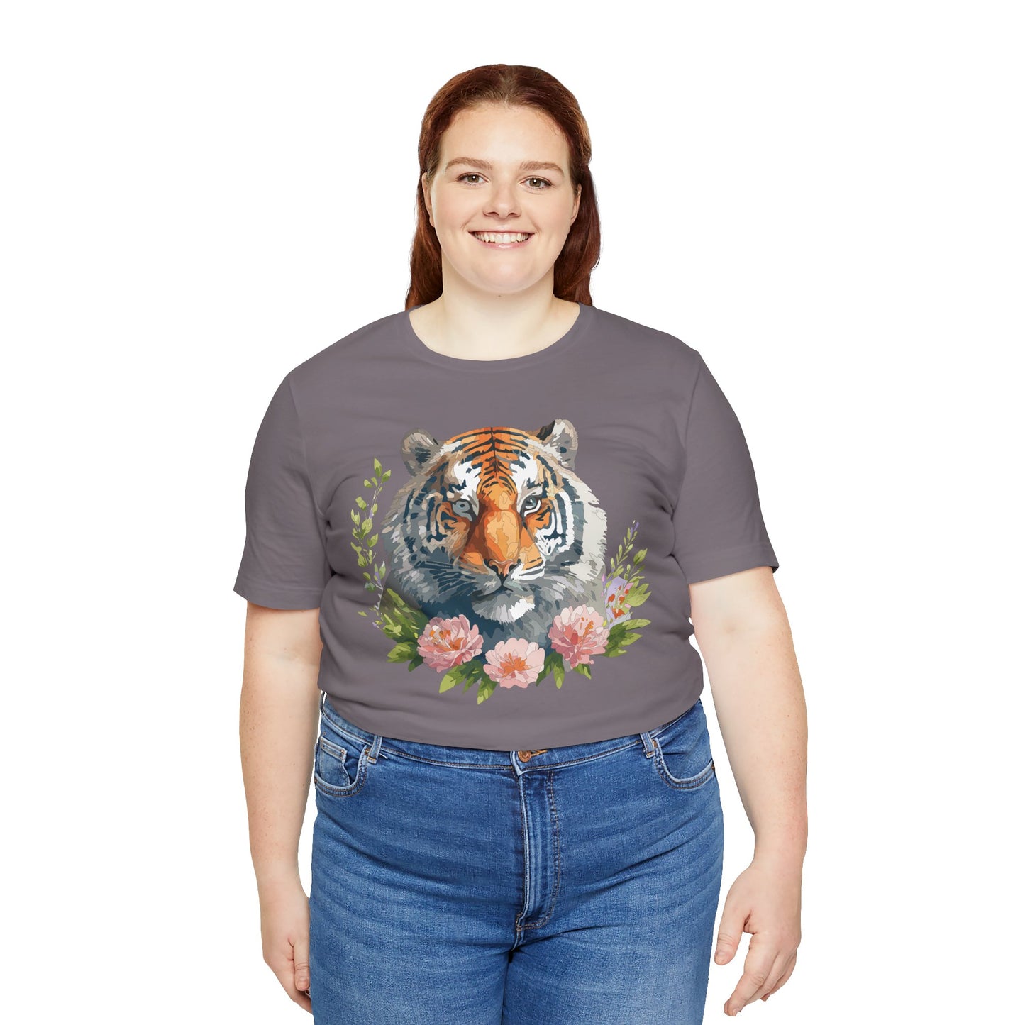 Floral Tiger Shirt, Animal Shirt, Tiger Tee, Unisex Tee, Floral T-shirt, T-Shirt with Animal