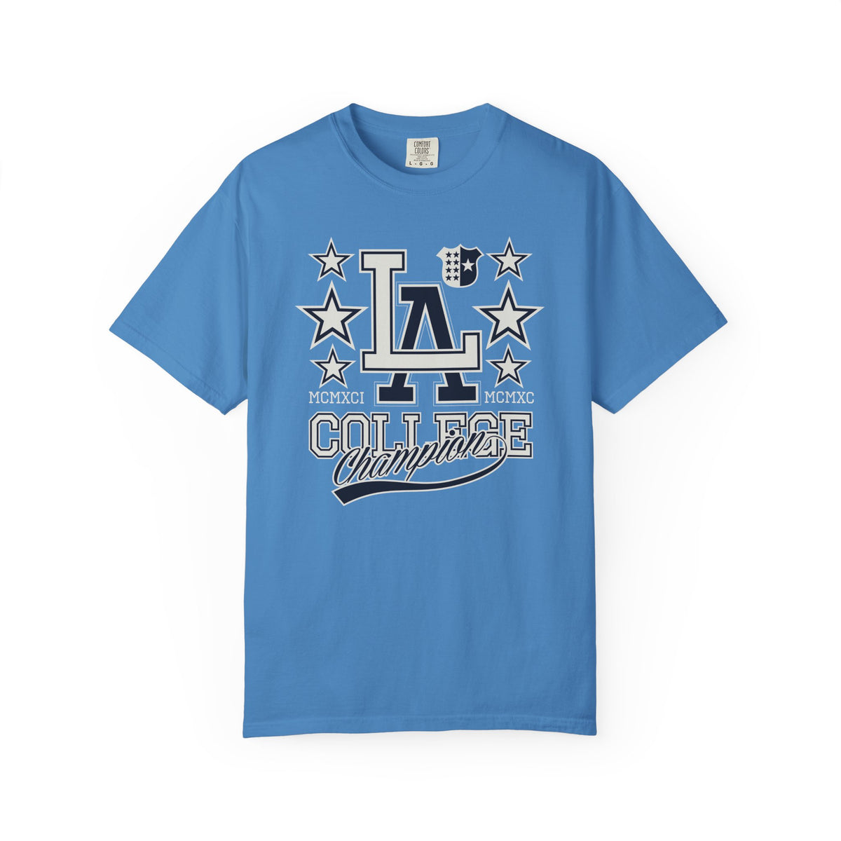 LA College Champions Logo Unisex Comfort Colors Garment-Dyed Heavyweight 100 Cotton Art Design T-Shirt w13
