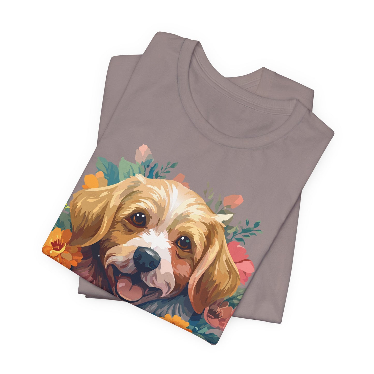 Floral Dog Tee, Animal Shirt, Dog Shirt, Floral Tee, Flower T-shirt, T-Shirt with Animal, Summer Top with Art Design