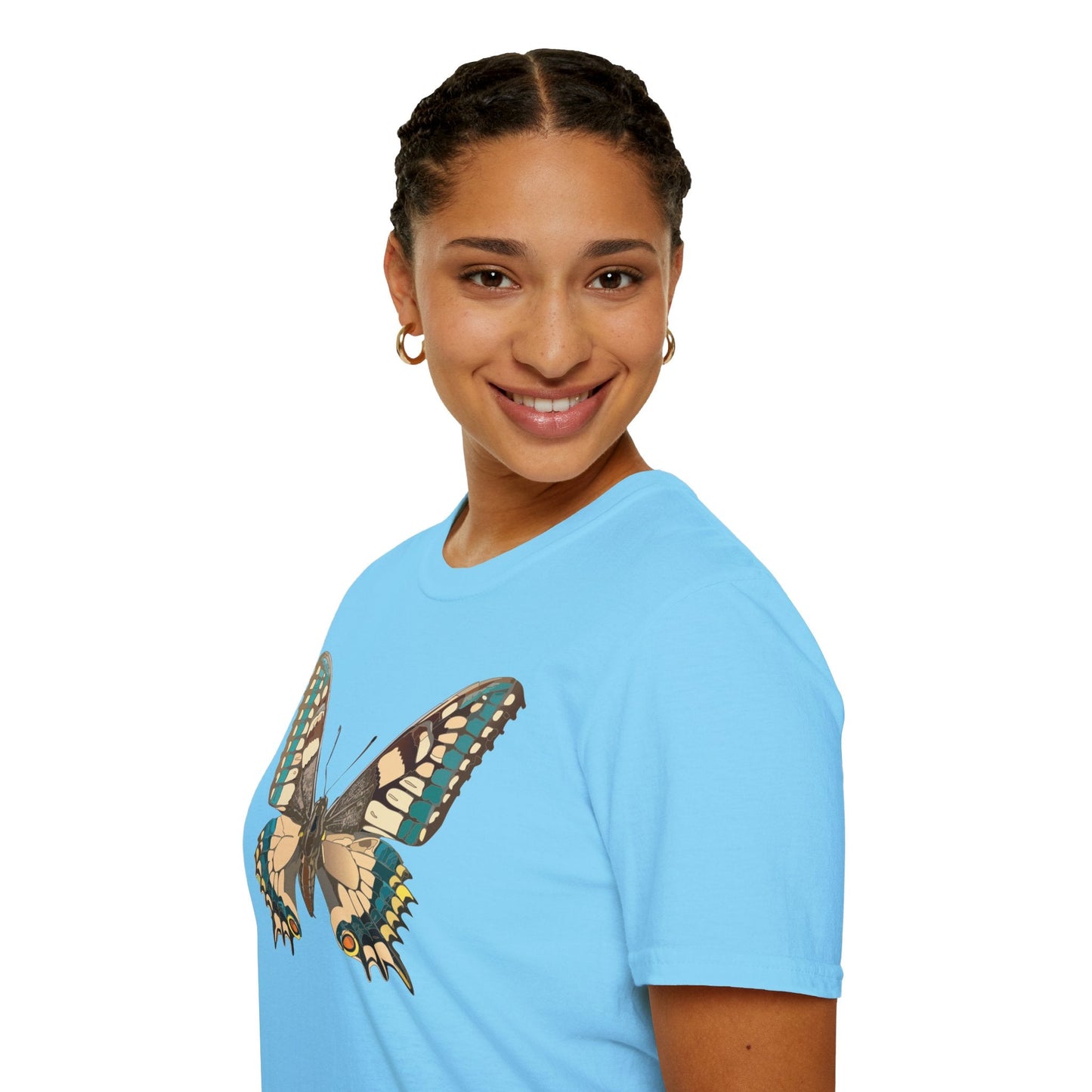 Unisex Butterfly T Shirt Softstyle 64000 Ring Spun Cotton Lightweight Tee Breathable Everyday Comfort