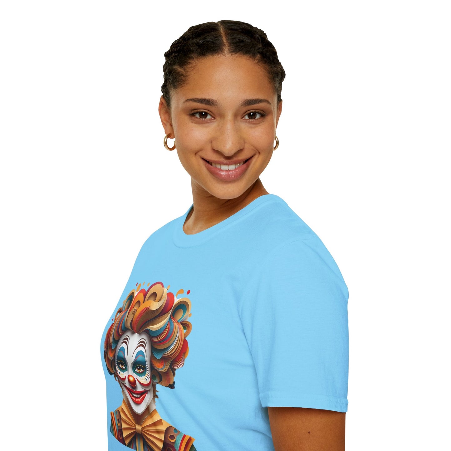 Unisex Clown Shirt Funny Man Circus Tee Short Sleeve Gildan Softstyle 64000 Cotton