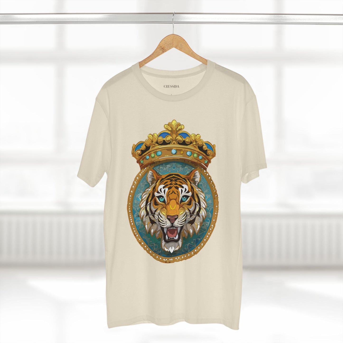 Tiger Graphic Unisex 100 Cotton Tee With Unique Animal Golden Medallion Art Design 3