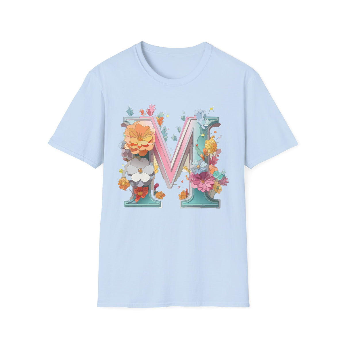 Floral Letter M Shirt | Monogram Initial Tee, Botanical Alphabet