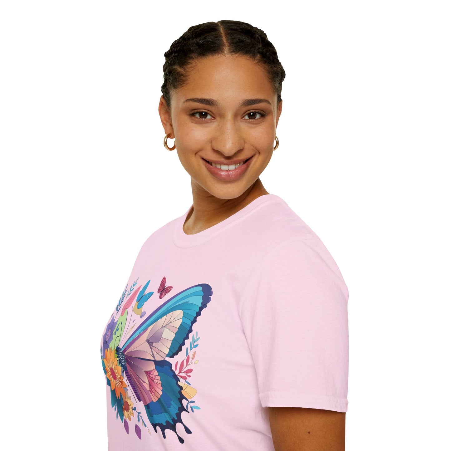 Gildan Butterfly T Shirt Unisex Softstyle 64000 Monarch Print Lightweight Breathable Cotton Tee