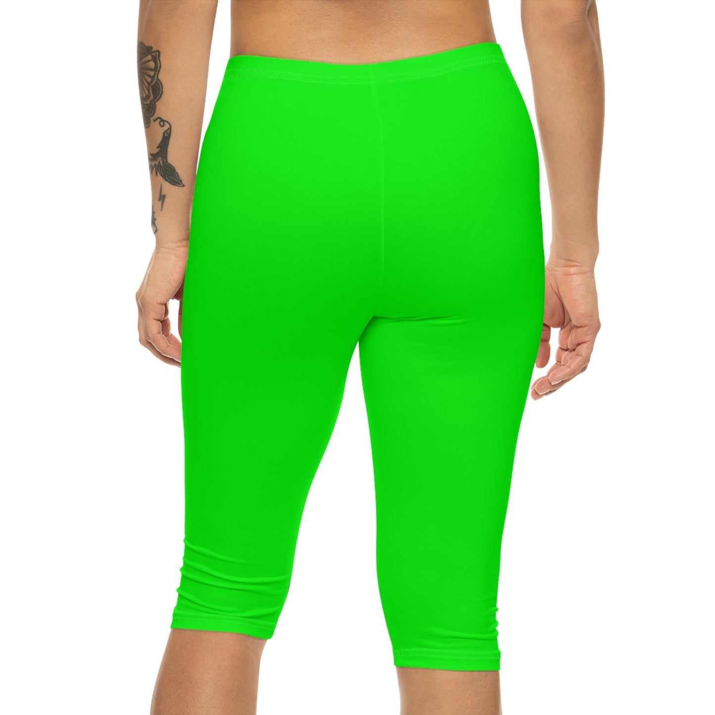 Lime Color Women's Brushed Suede Poly Span Casual Capri Leggings XS-2XL