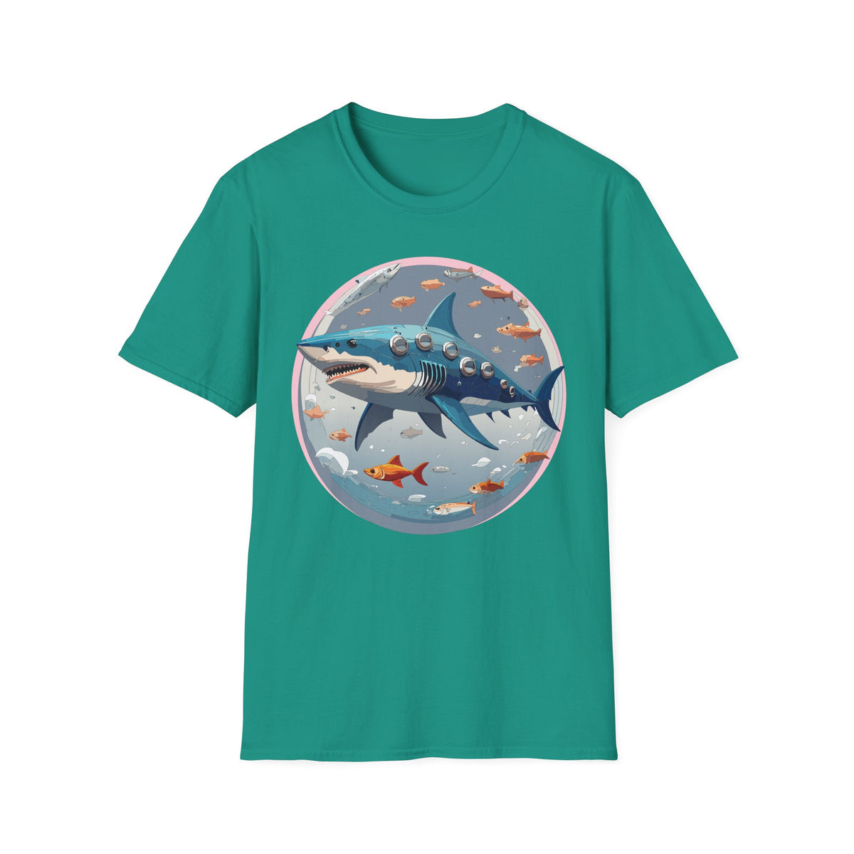 Steampunk Shark T-Shirt | Submarine Porthole Ocean Illustration
