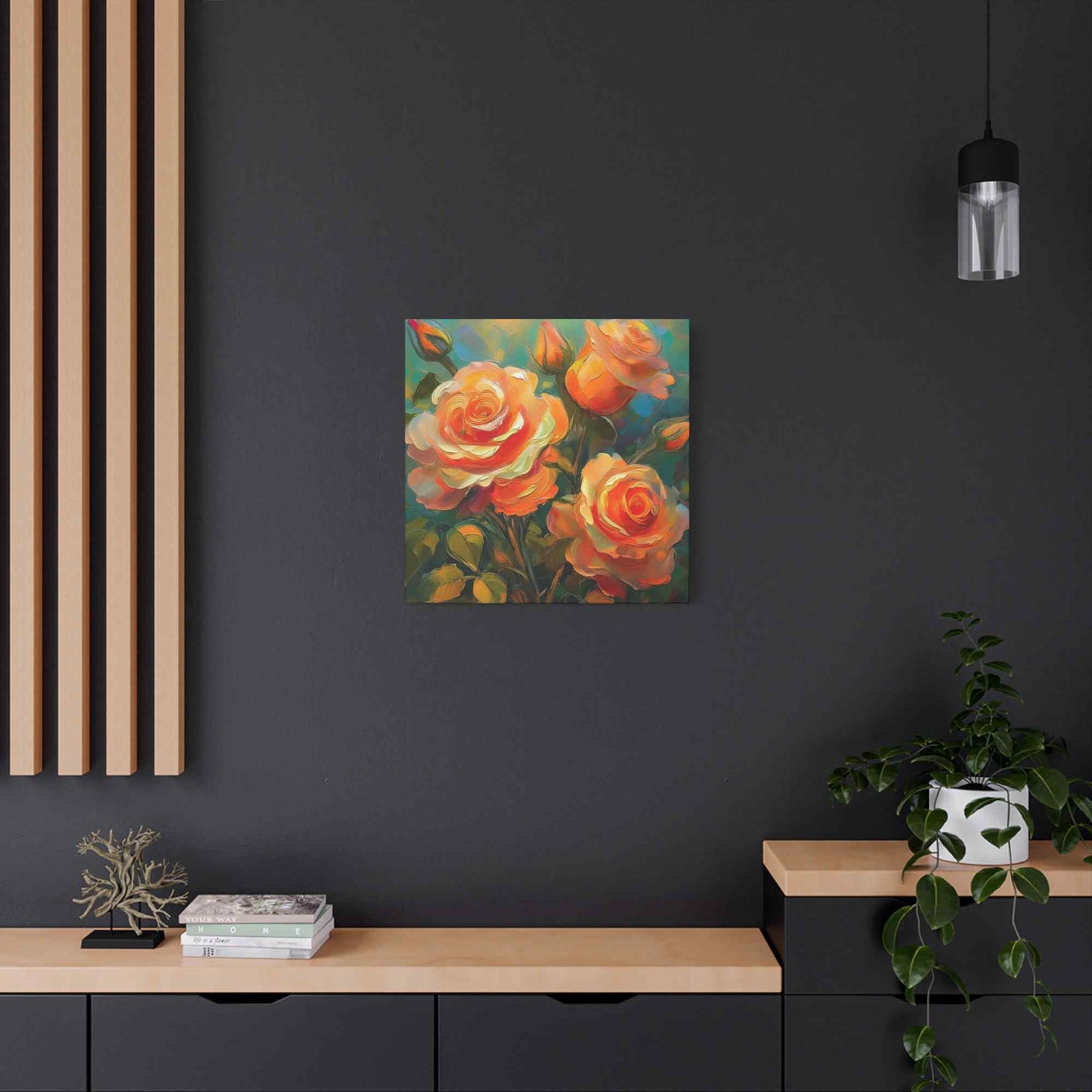 Orange Roses Print Canvas, Roses Oil Paint Print 20x20, 24x24, 30x30, 32x32, 36x36, Floral Art Design Print Non-Frame MC-16