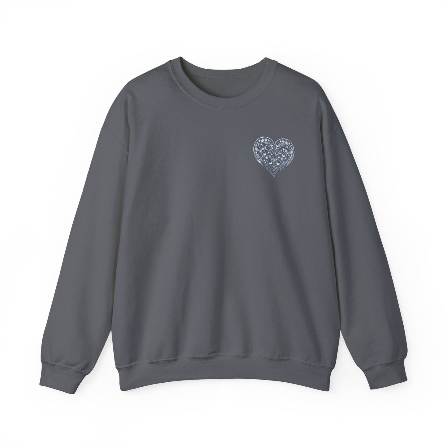 Crystal Heart Sweatshirt Unisex Fifty Fifty Cotton Poly Valentine Day Crewneck Gildan 18000