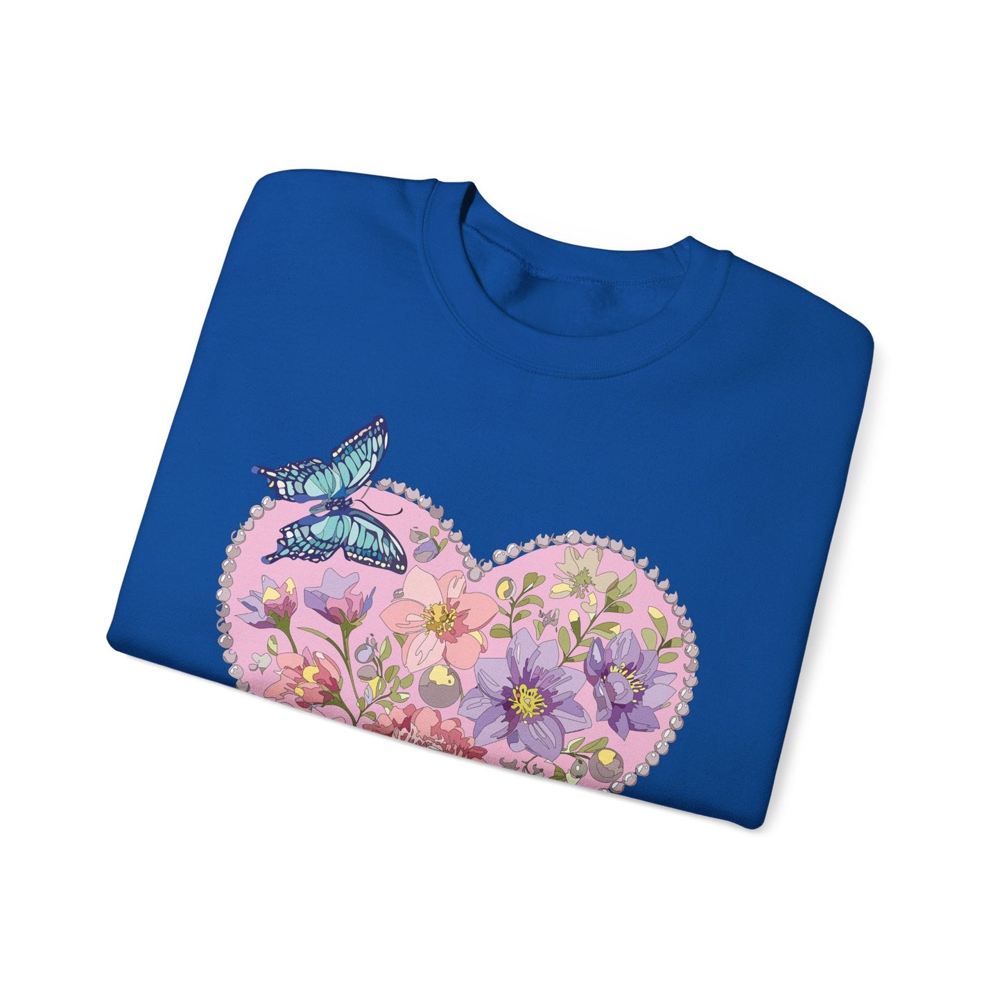 Floral Heart Sweatshirt Valentines Day Unisex Crewneck Cozy Comfort For Cold Weather
