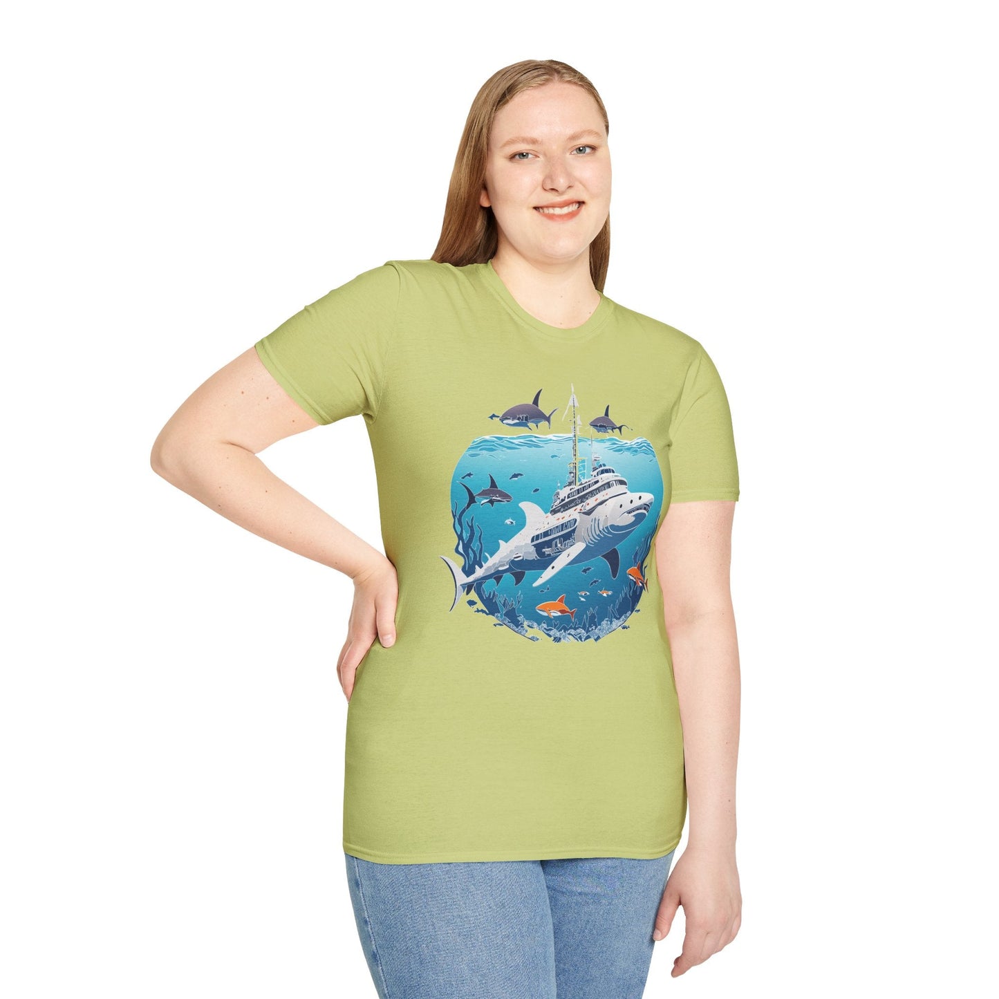 Ocean Tee Shirt Unisex Softstyle 64000 Ring Spun Cotton Art Design Tee For Everyday Comfort