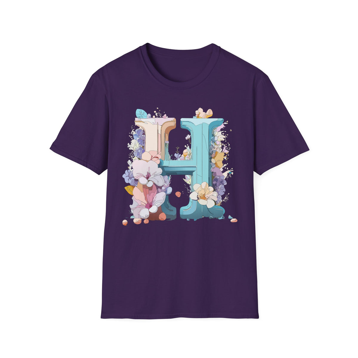 Floral H Monogram T-Shirt | Letter H Floral Initial Tee