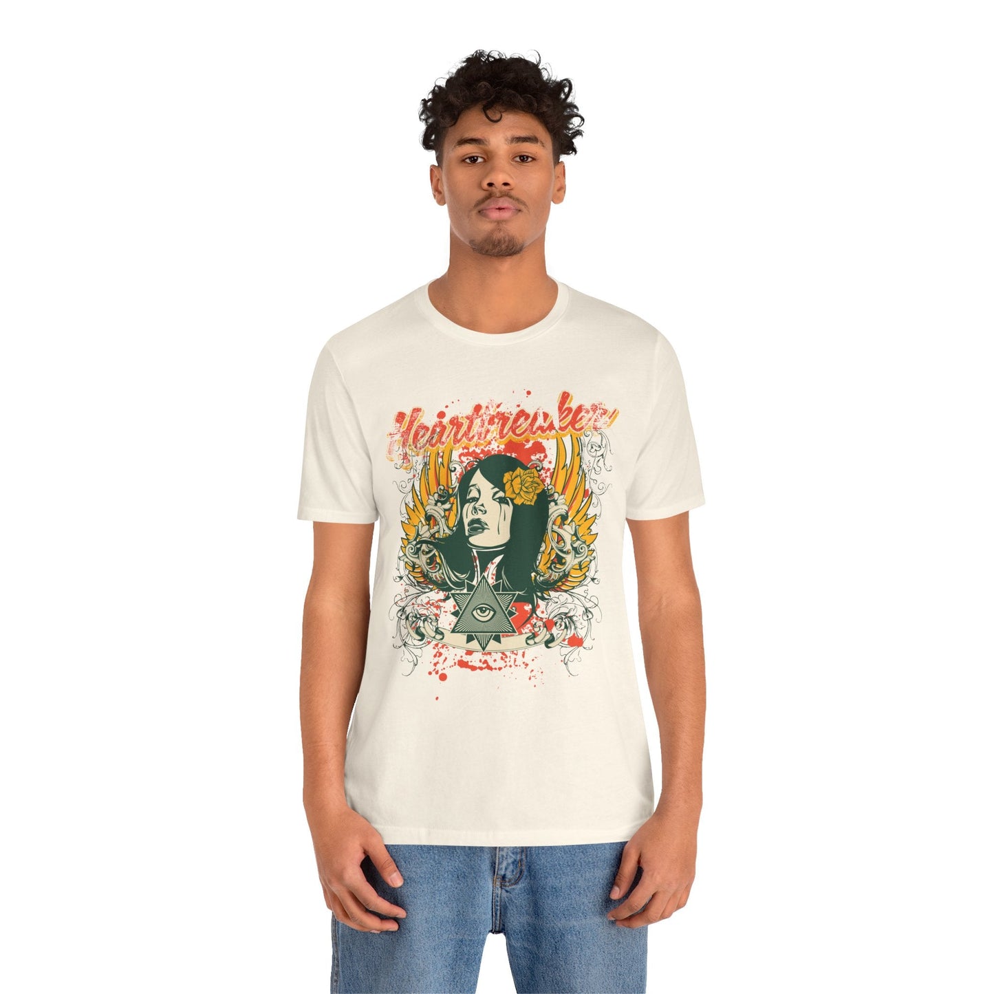 Heartbreaker Illustration Tee Retro Femme Portrait Floral Skull Graphic T-Shirt