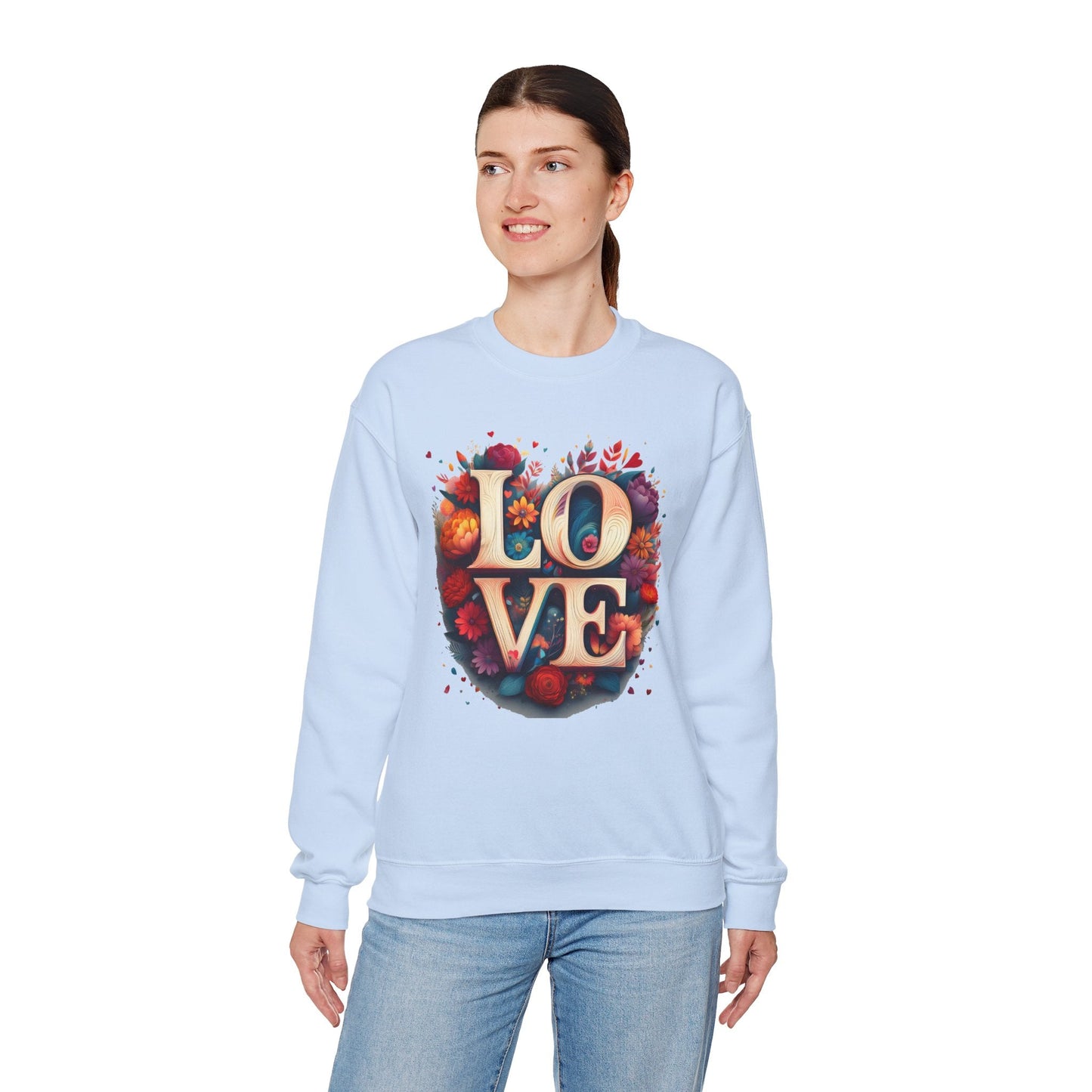 Floral Love Sweatshirt Unisex Valentines Day Gift Love Flower Crewneck Sweatshirt