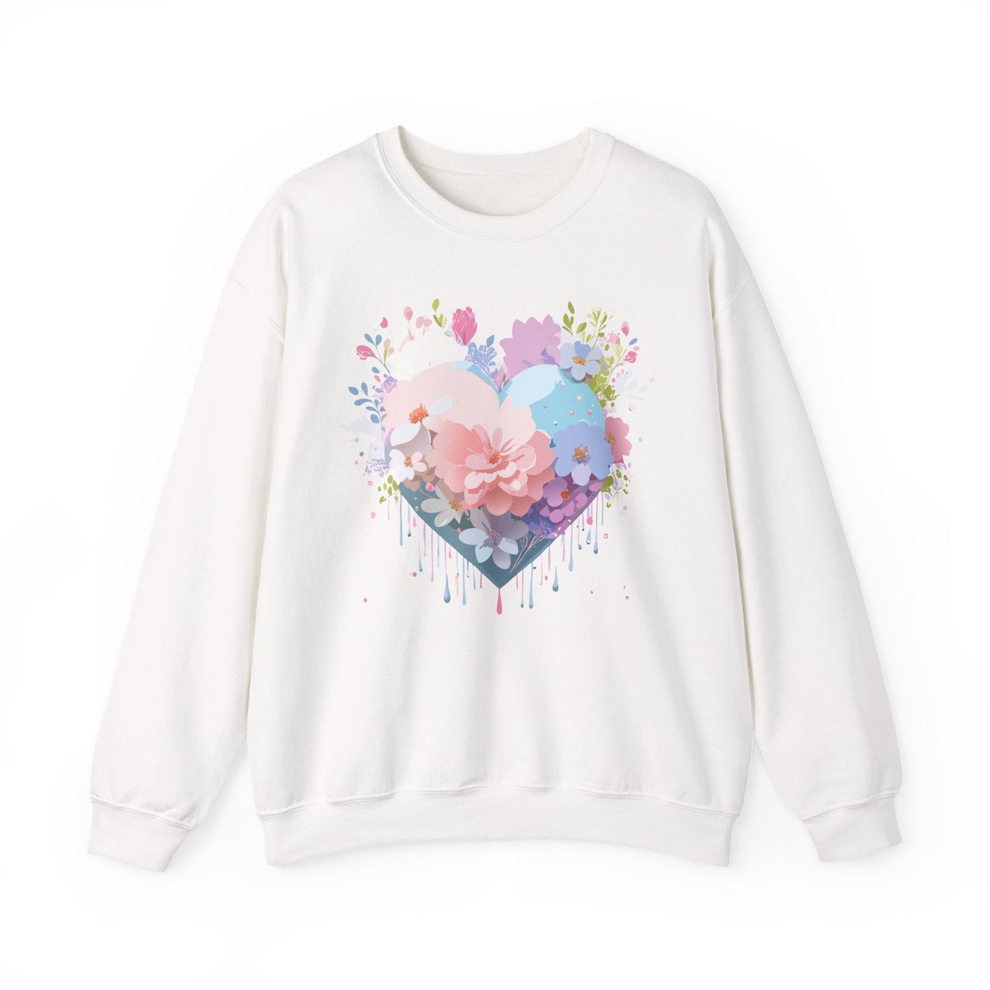 Floral Heart Sweatshirt Unisex Heavy Blend Crewneck Valentines Day Floral Love Cozy