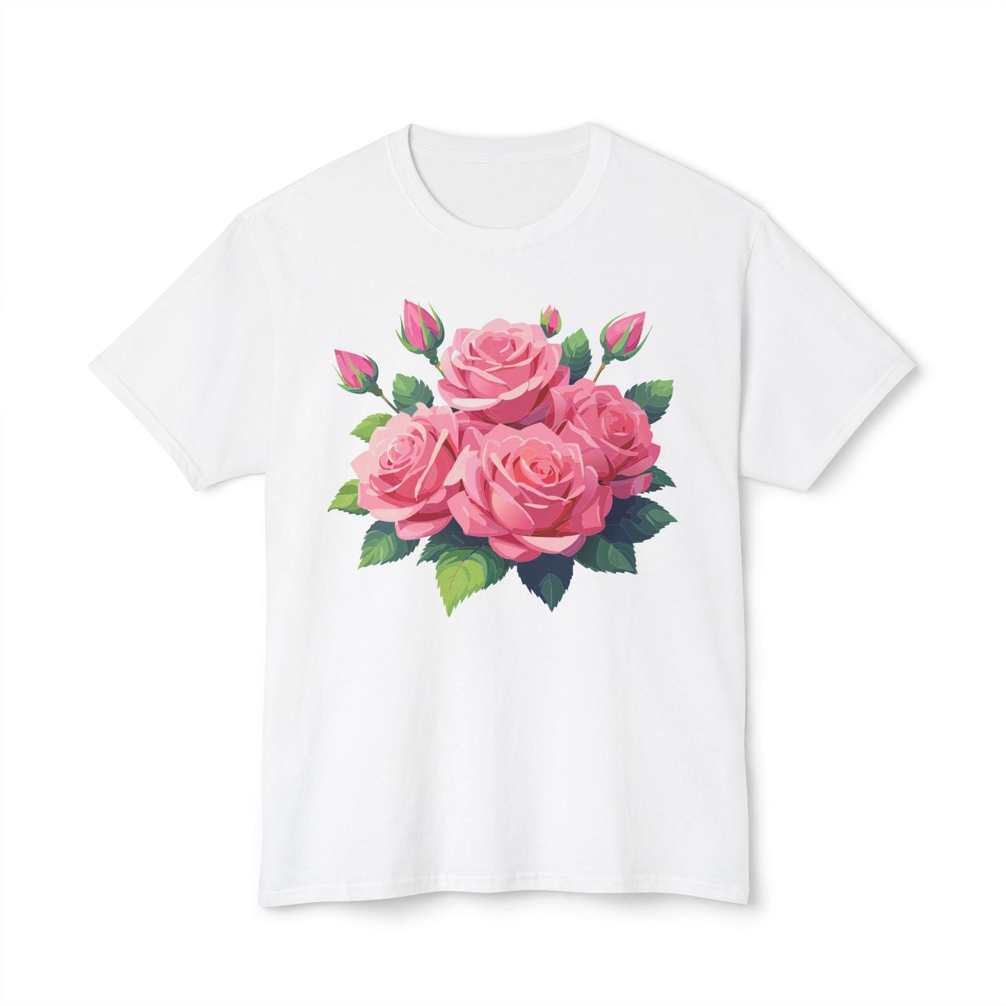 Unisex Floral T Shirt With Vintage Flowers Art Print Cotton Tee USA Made Premium Comfort