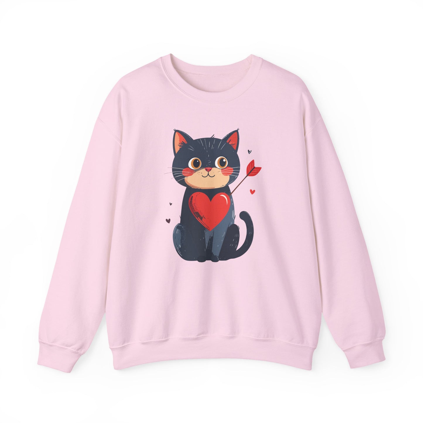Cat Heart Sweatshirt, Heart Sweatshirt, Cat Sweatshirt, Valentine's Day Sweatshirt, 50/50 Cotton-Poly Animal Sweatshirt 108