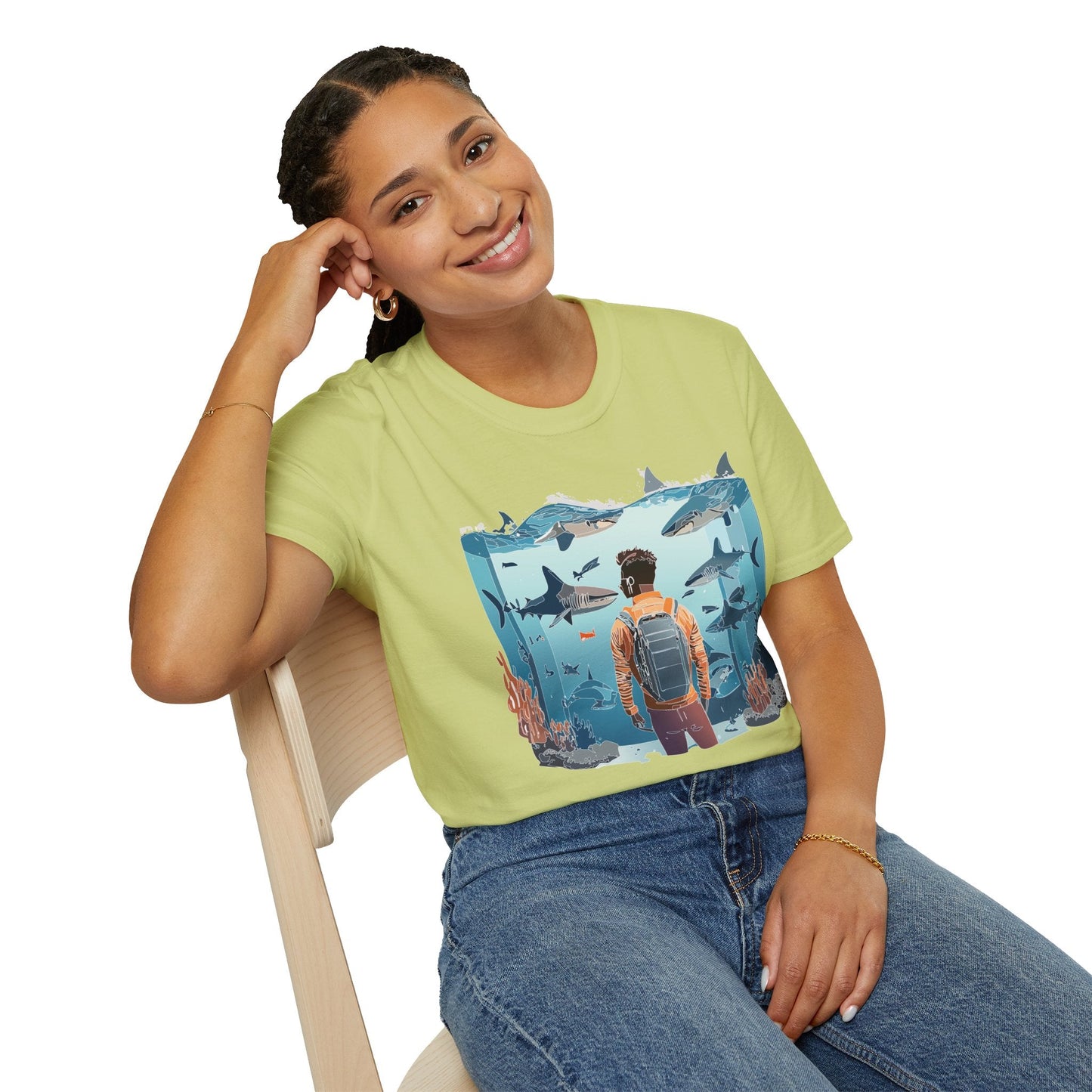 Ocean Themed Unisex Short Sleeve Tee Gildan Softstyle 64000 Ocean Inspired Art Design