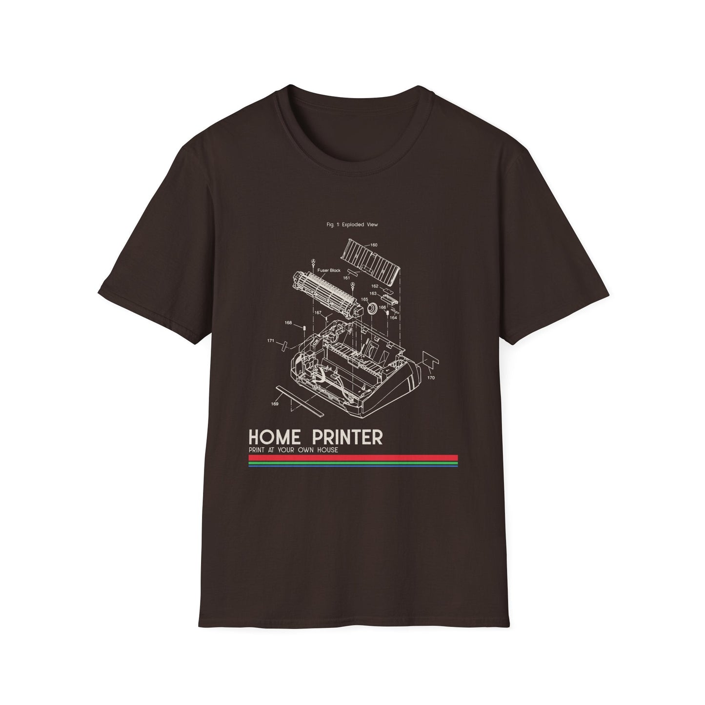 Unisex Cotton T-Shirt Vintage Home Printer Blueprint Tee Home Printer Works 4 Microdots Slogan