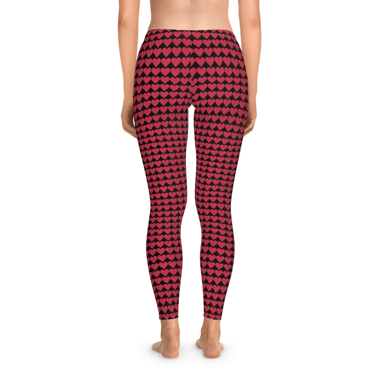 Red Heart Black Leggings, Heart Yoga Pants, Heart Leggings