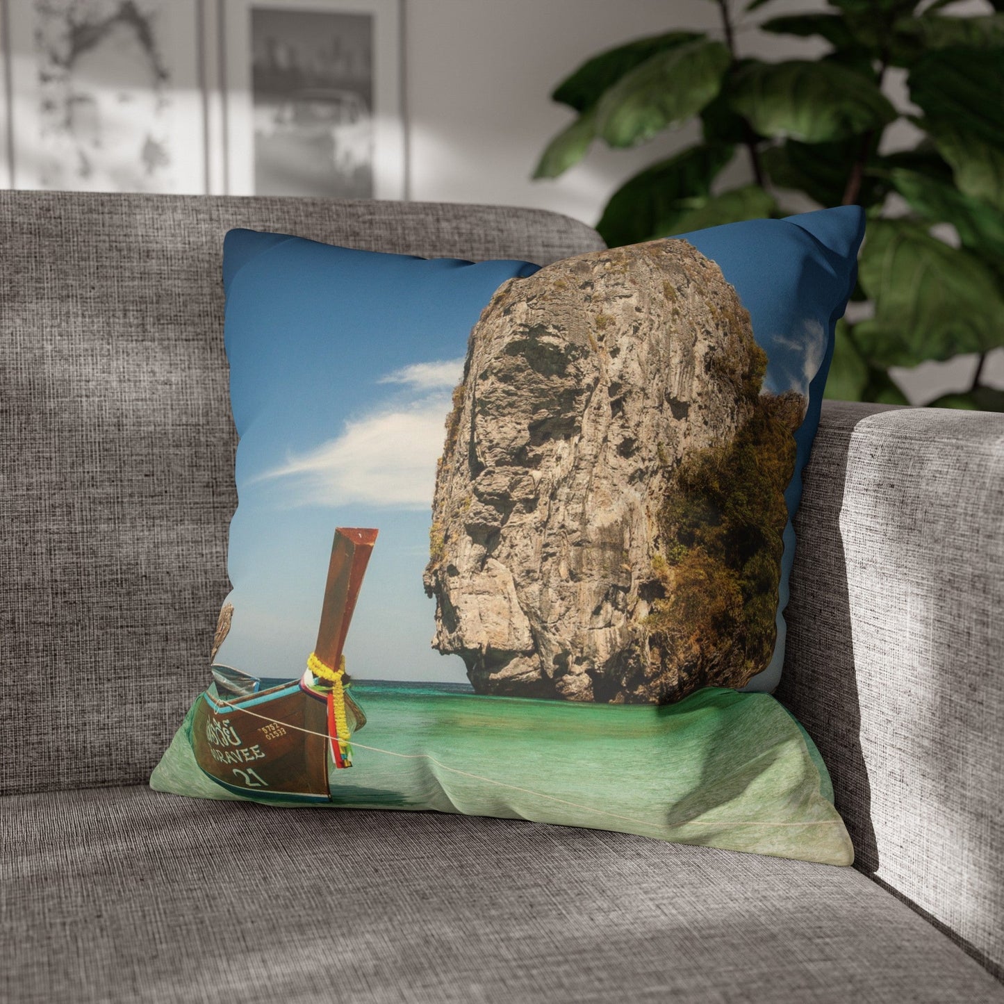 Beach Faux Suede Square Pillowcase