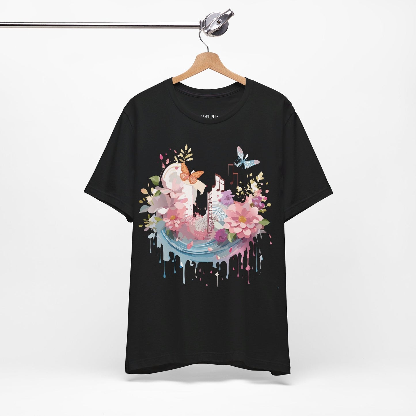 Music Graphic Unisex 100 Cotton Vintage Art with Musical Elements Tee 121