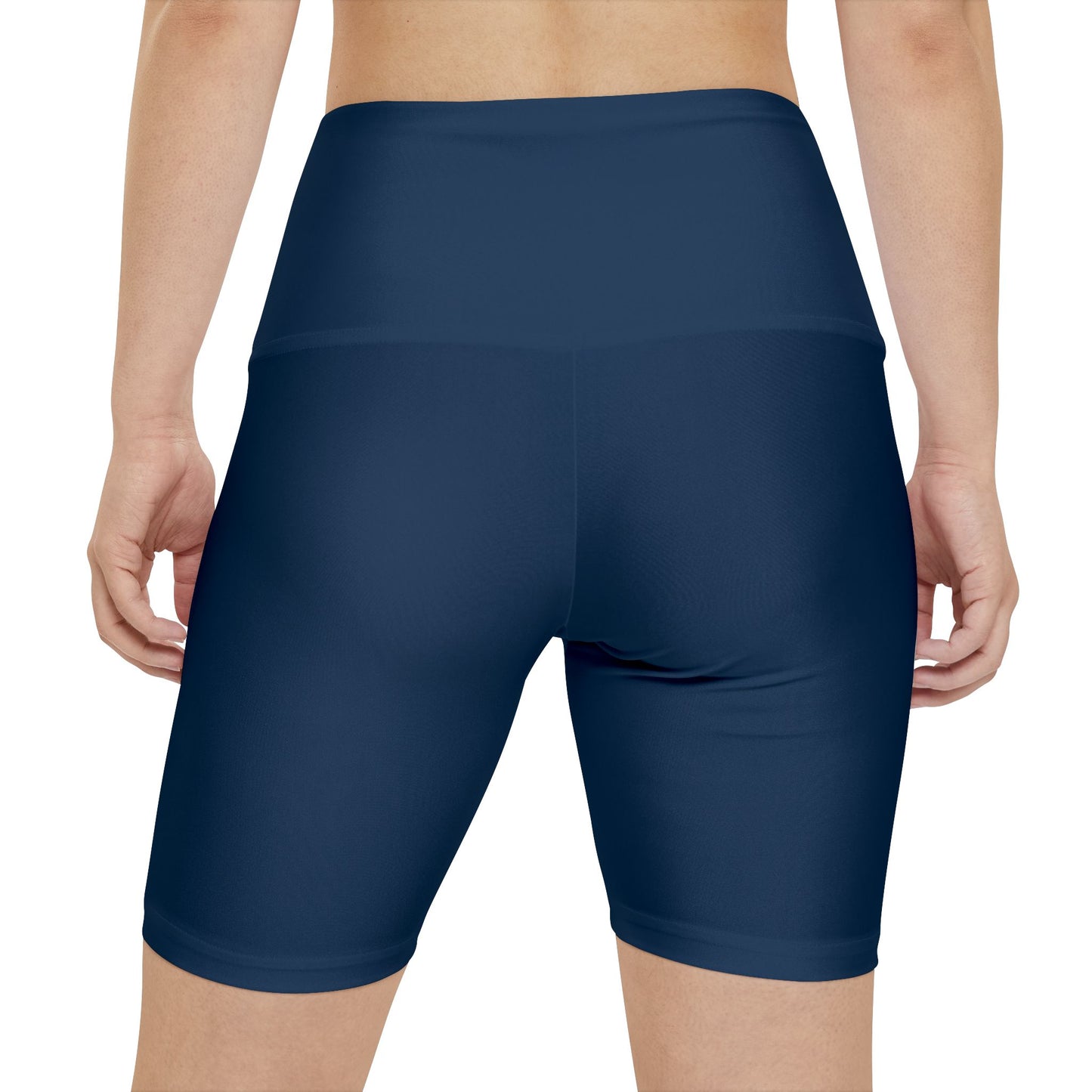 Deep Space Blue Women's Workout Shorts — Solid High-Waist Biker Shorts for Exercise & Everyday Wear