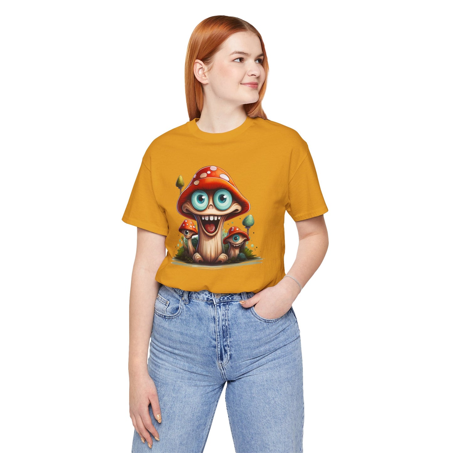 Cute Mushroom Graphic Tee, Fun Cartoon Shirt, Funny Mushroom Shirt, Cute Cartoon Tees, Graphic T-Shirt, Art Design T-Shirt