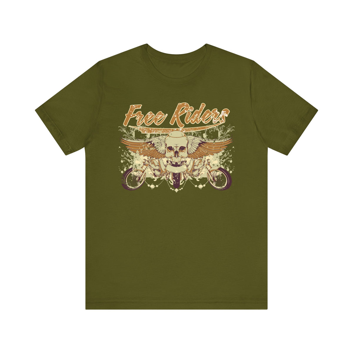 Free Riders Skull Motorcycle Tee Biker Graphic Art Design T-Shirt A-1