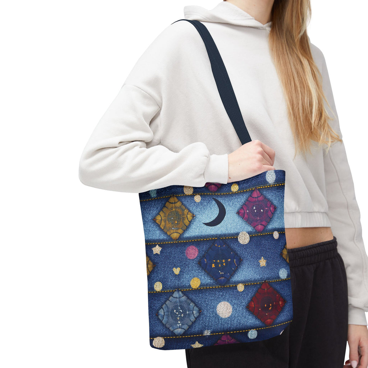 Denim Fabric Imitation Print Unisex Canvas Bag Poly Spun 3 Sizes Tote Bag 183