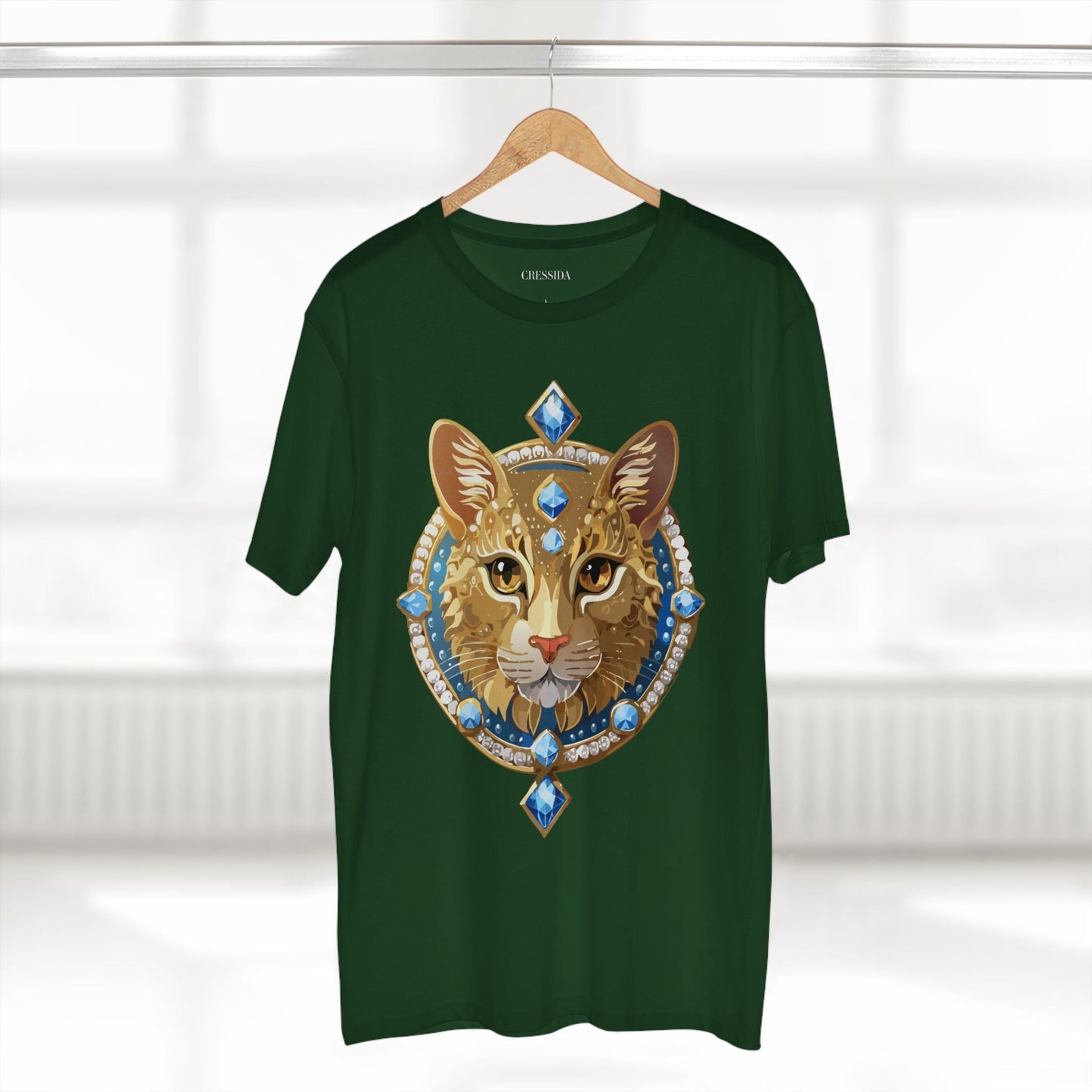 Cat Graphic Unisex 100 Cotton Tee With Unique Animal Golden Medallion Art Design 10