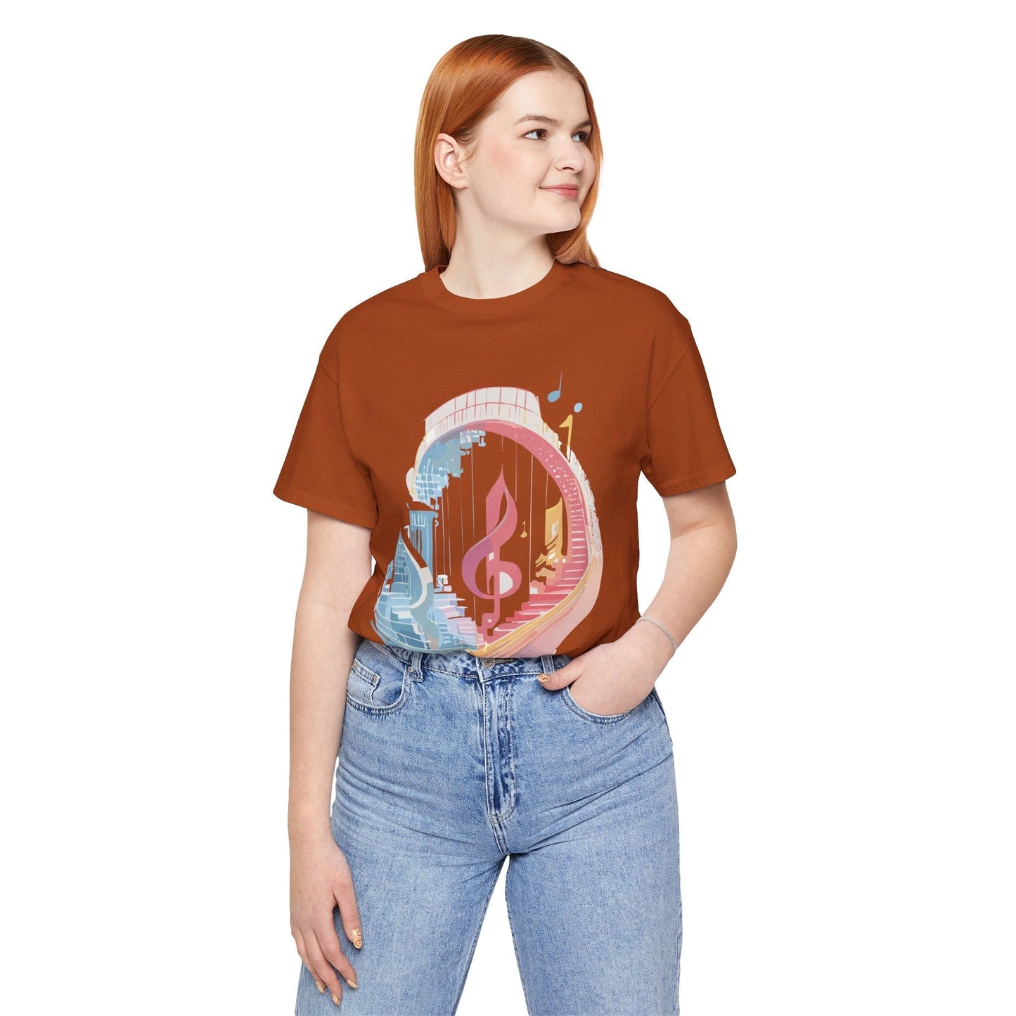 Music Graphic Unisex 100 Cotton Vintage Art with Musical Elements Tee 33