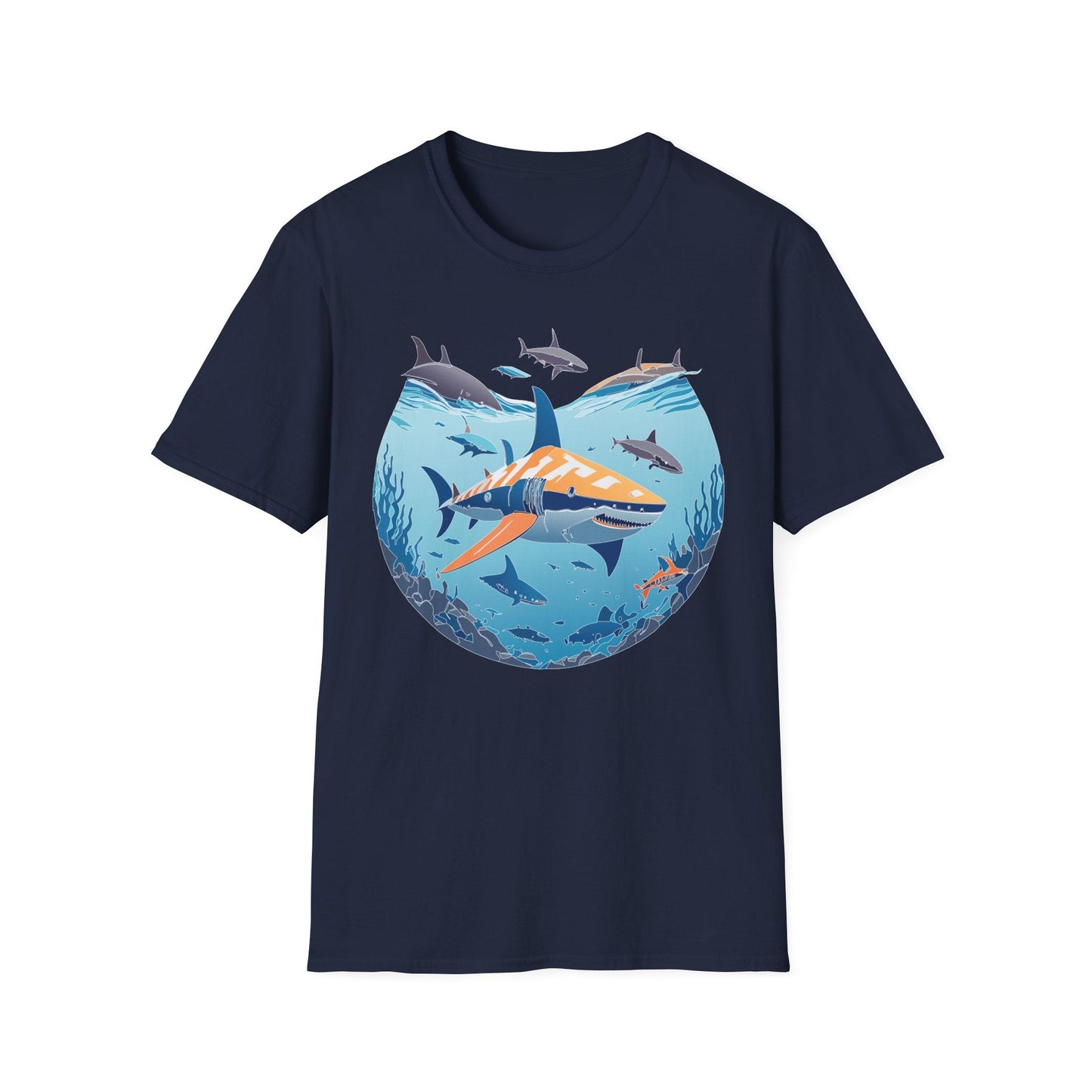 Ocean Tee Shirt Unisex Softstyle Gildan 64000 100 Percent Ring Spun Cotton Breathable U Boat Design