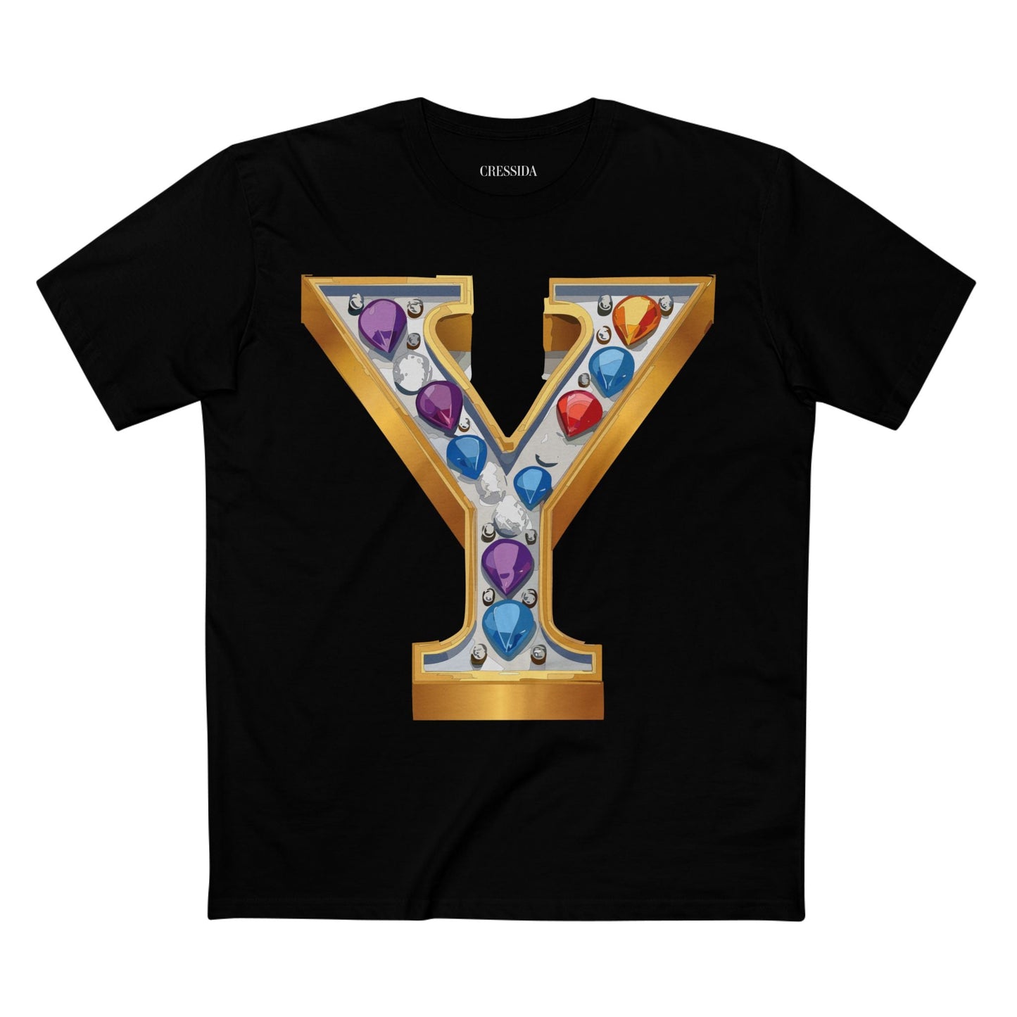 Letter Y Graphic Design Tee Unisex 100 Cotton With Antique Gold Letters Artwork T-Shirt