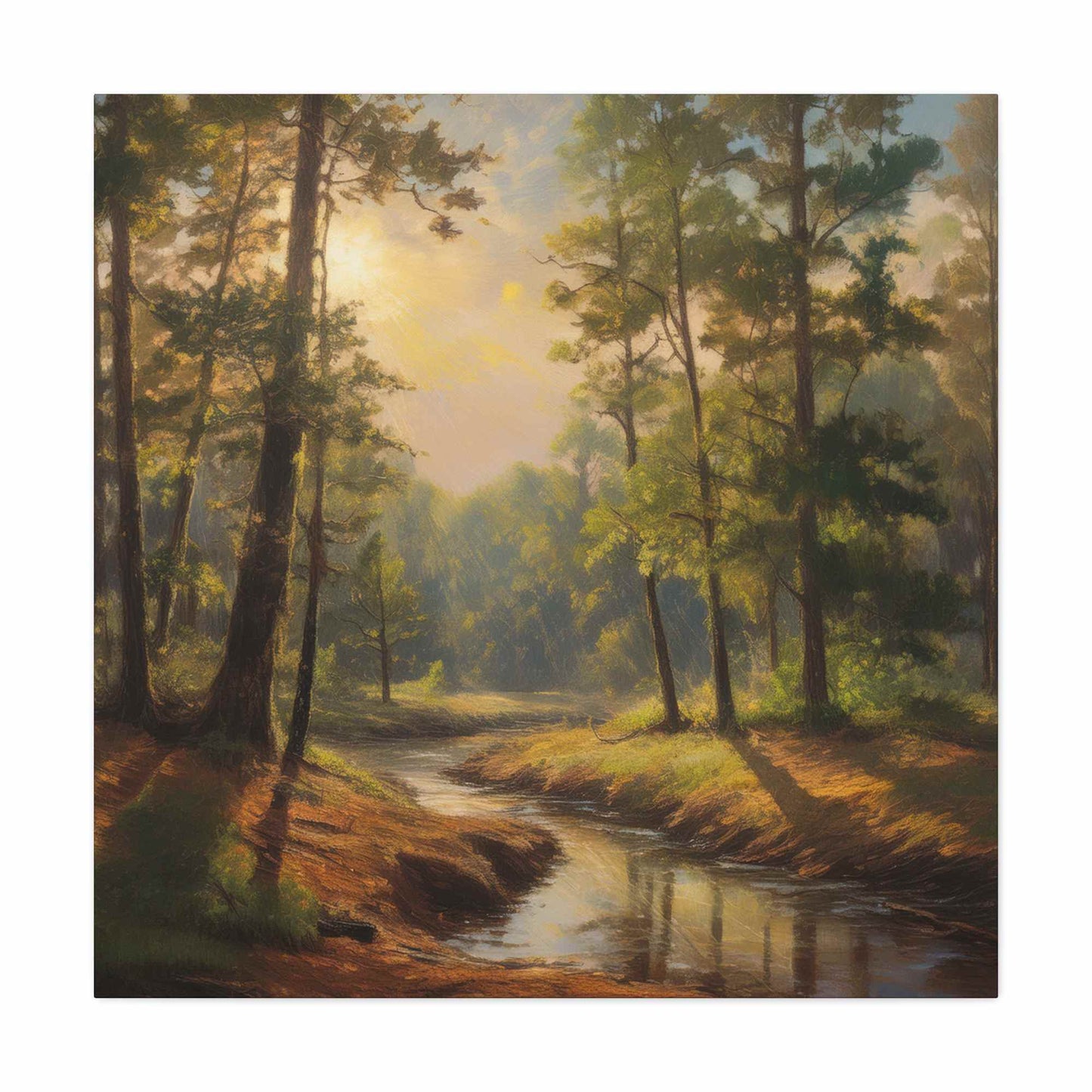 Forest Print Canvas, Trees Oil Paint Print 20x20, 24x24, 30x30, 32x32, 36x36 Art Design Print Pine-Wood Inner Frame MC-71