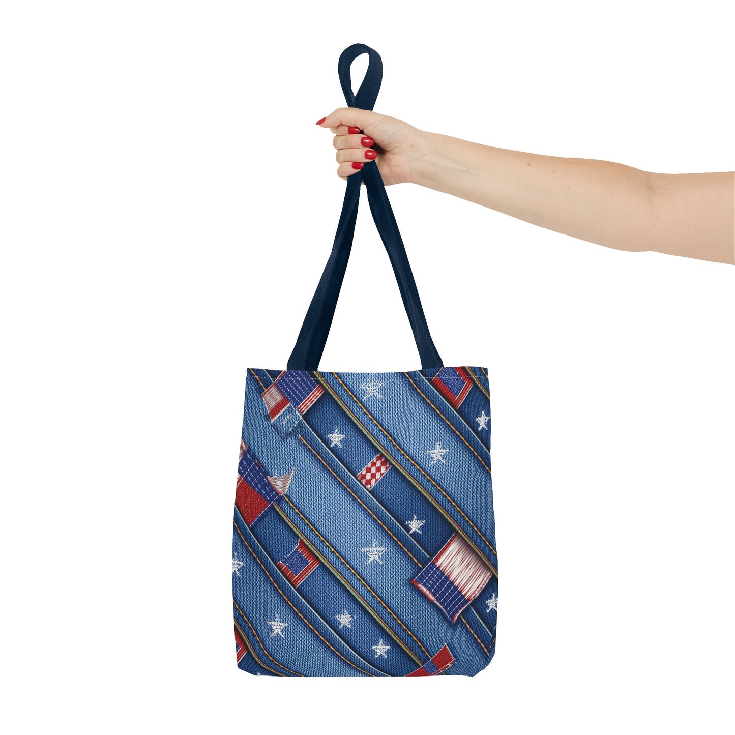 4th of July Graphic Denim Fabric Imitation Print Unisex Canvas Bag Poly Spun 3 Sizes Tote Bag 200-16