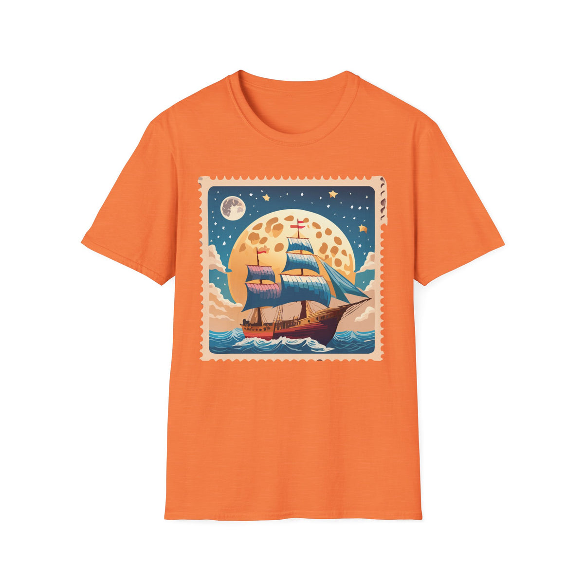 Vintage Sailboat at Moonrise T-Shirt | Nautical Sunset Illustration