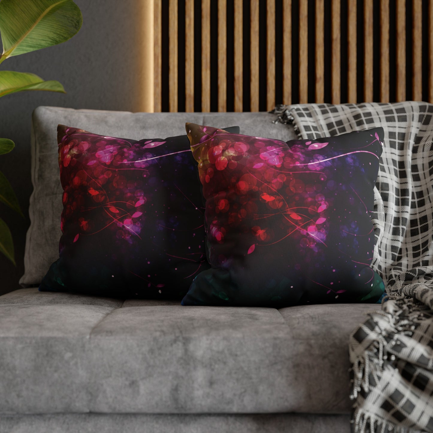 Faux Suede Pillowcase with Abstract print