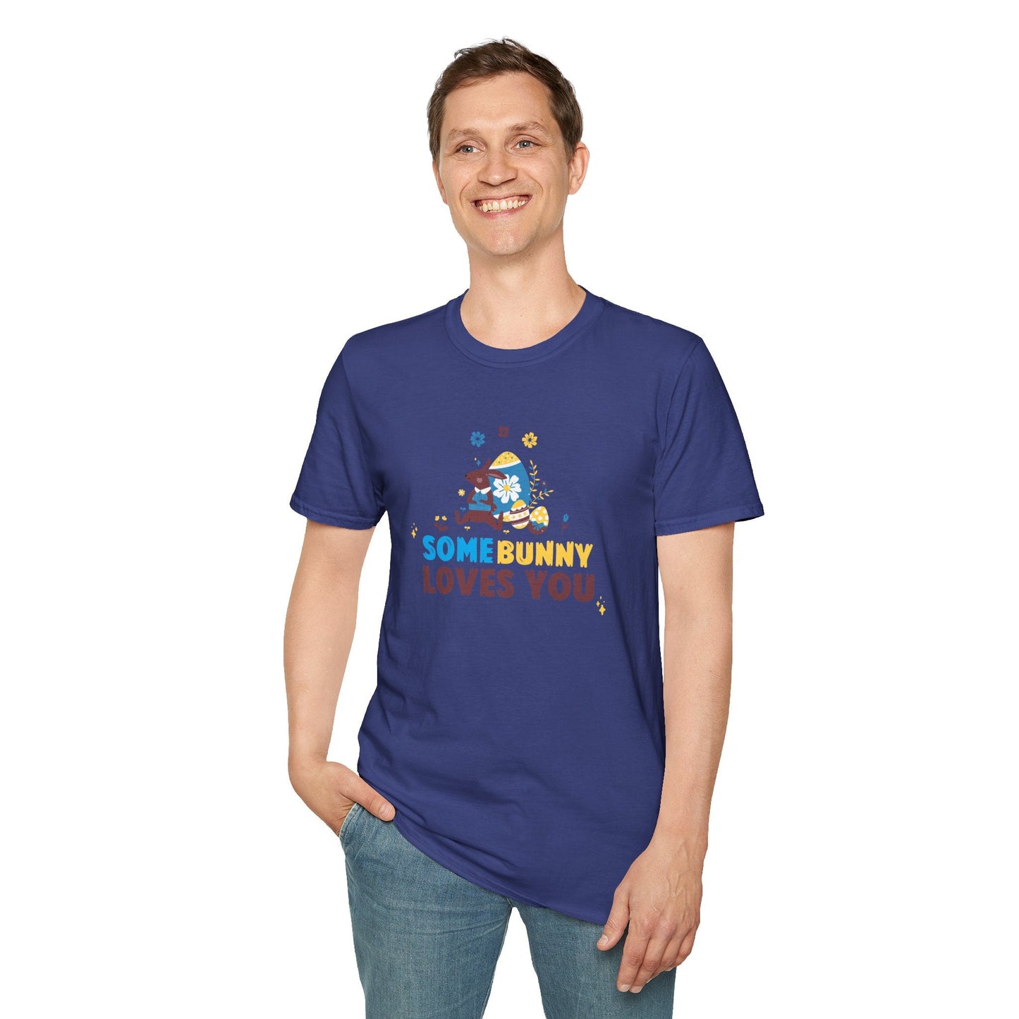 Easter Bunny T Shirt Unisex Gildan Softstyle 64000 Art Design With Easter Prints
