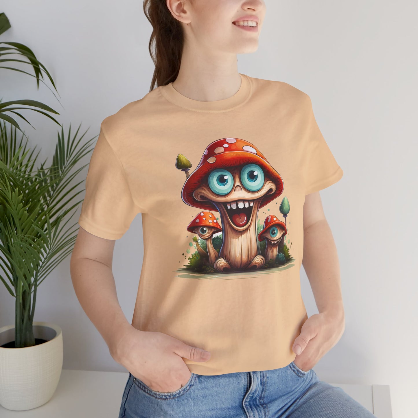 Cute Mushroom Graphic Tee, Fun Cartoon Shirt, Funny Mushroom Shirt, Cute Cartoon Tees, Graphic T-Shirt, Art Design T-Shirt