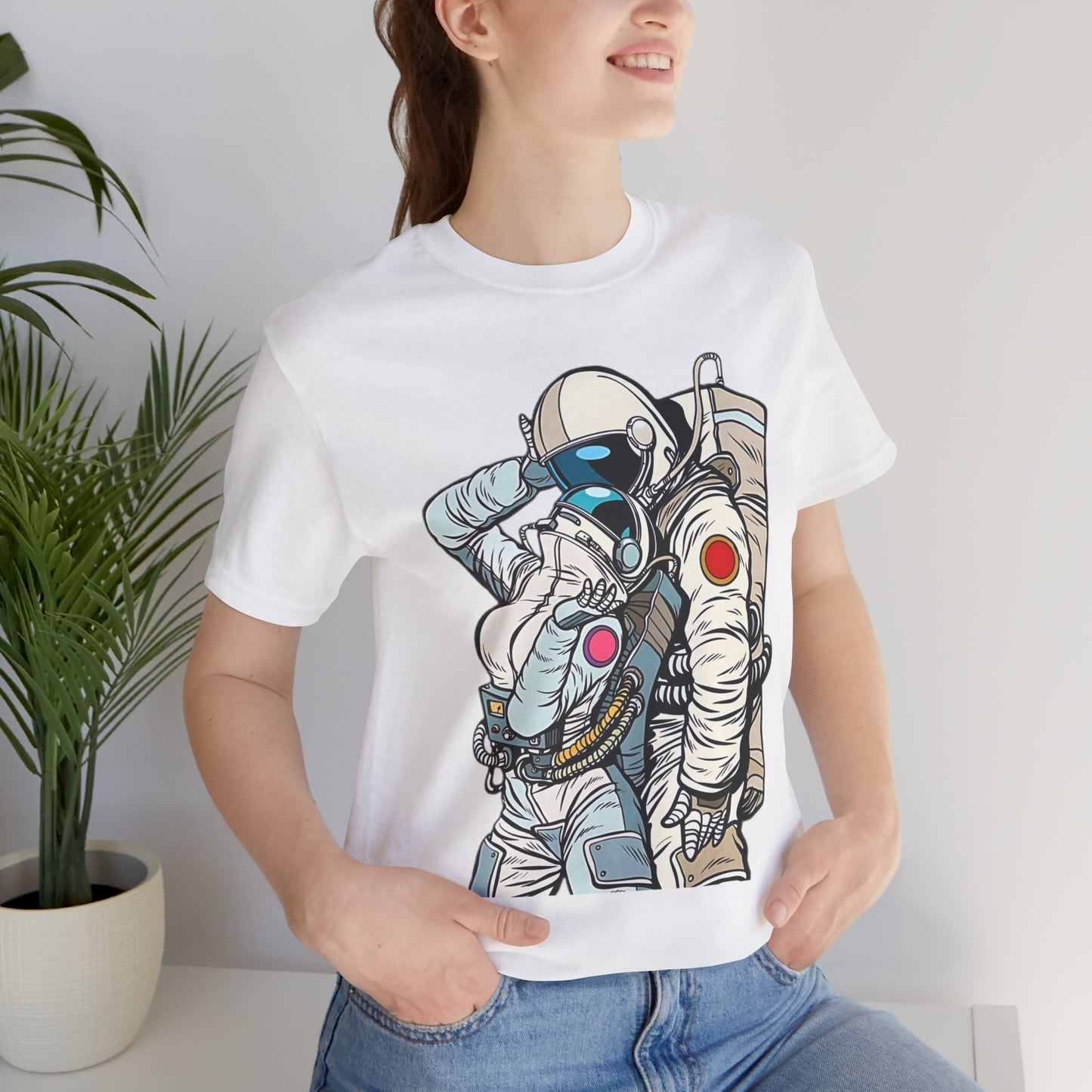 Unisex Astronaut T-shirt, Space Lovers Tee, Cosmic Top, Astronaut Graphic Tee, Cosmos Graphic T-Shirt, Love Shirt Art T-Shirt
