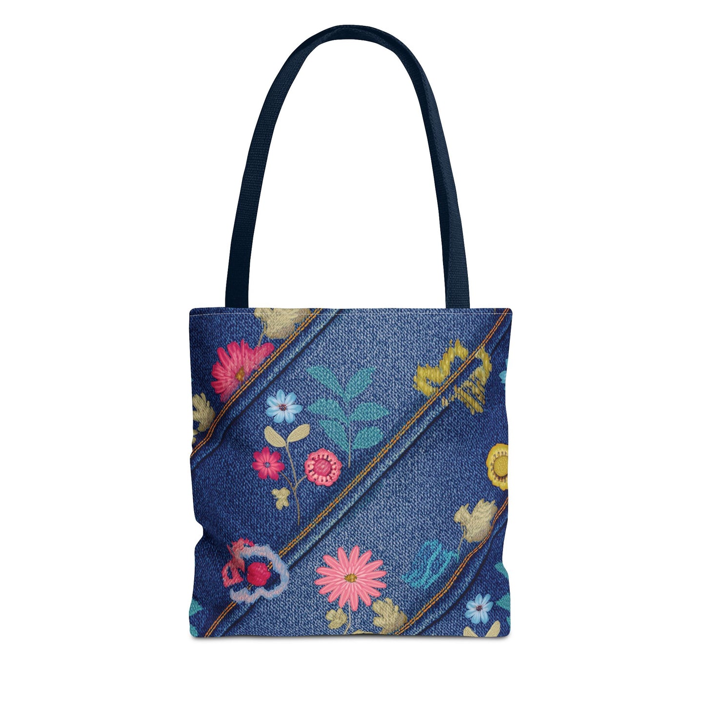 Denim Fabric Imitation Print Unisex Canvas Bag Poly Spun 3 Sizes Tote Bag 164