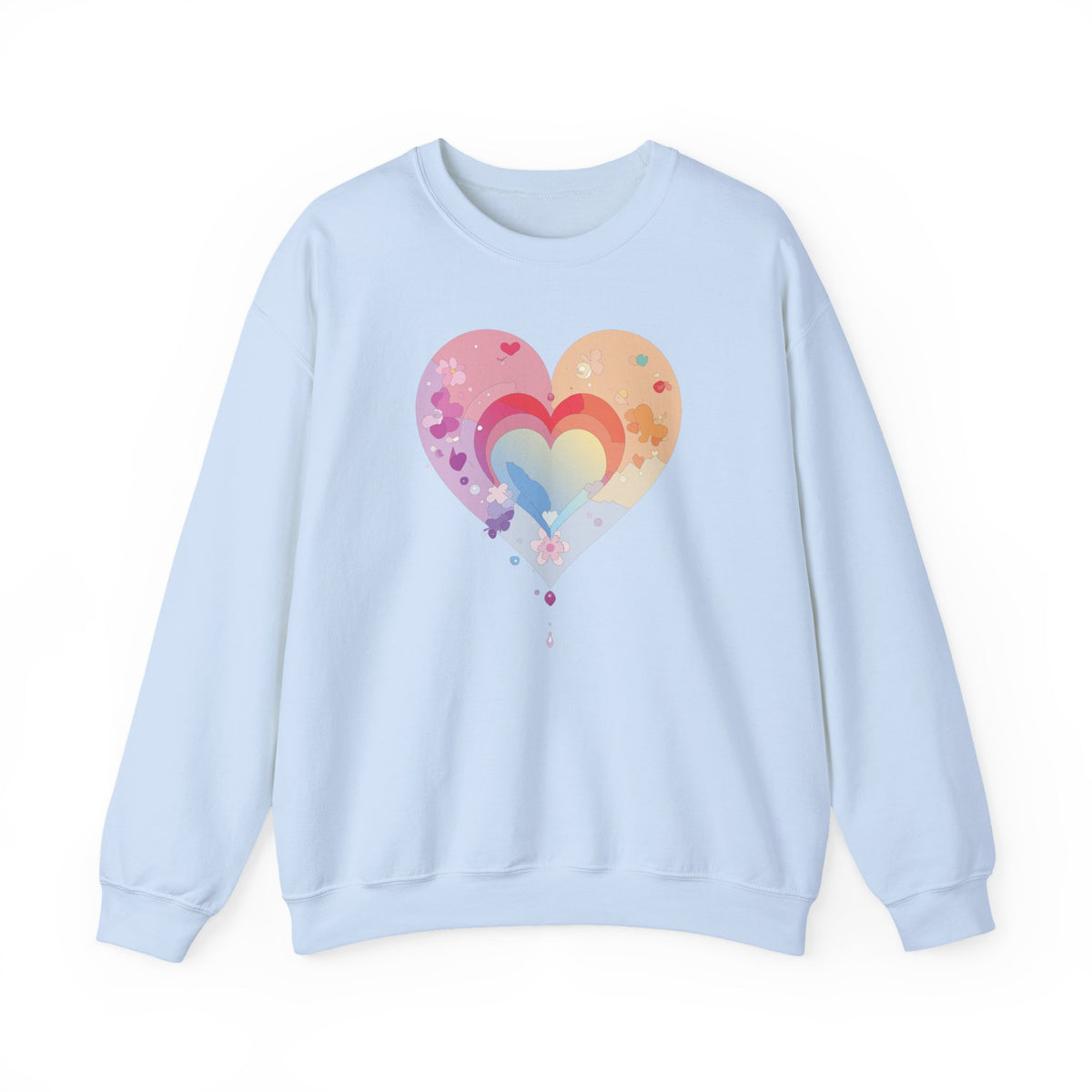 Rainbow Heart Sweatshirt, Floral Heart Sweatshirt, Floral Love Sweatshirt, Valentine's Day Sweatshirt, Rainbow Heart Floral Sweatshirt 114