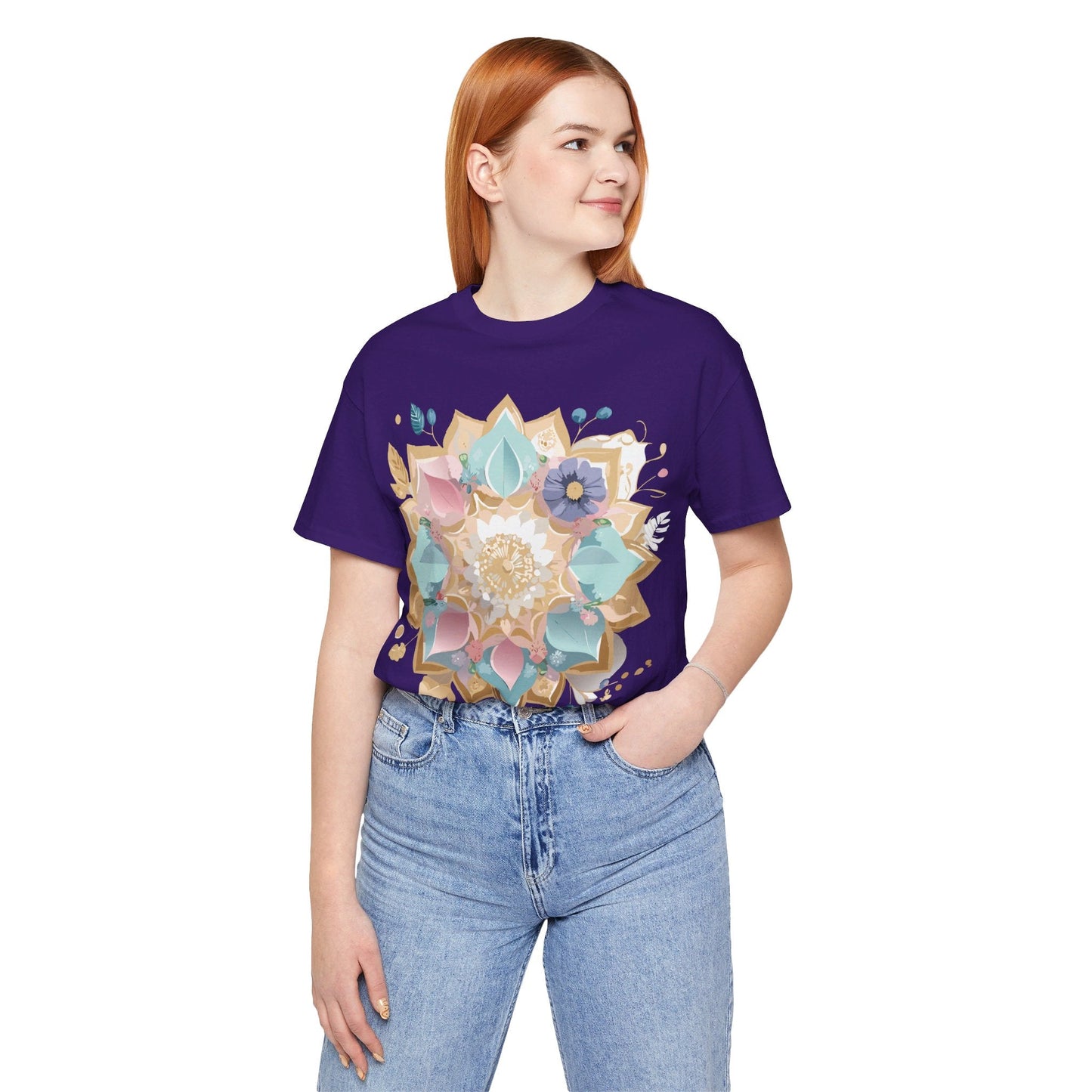 Mandala Graphic Unisex 100 Cotton Vintage Floral Artwork Tee 16