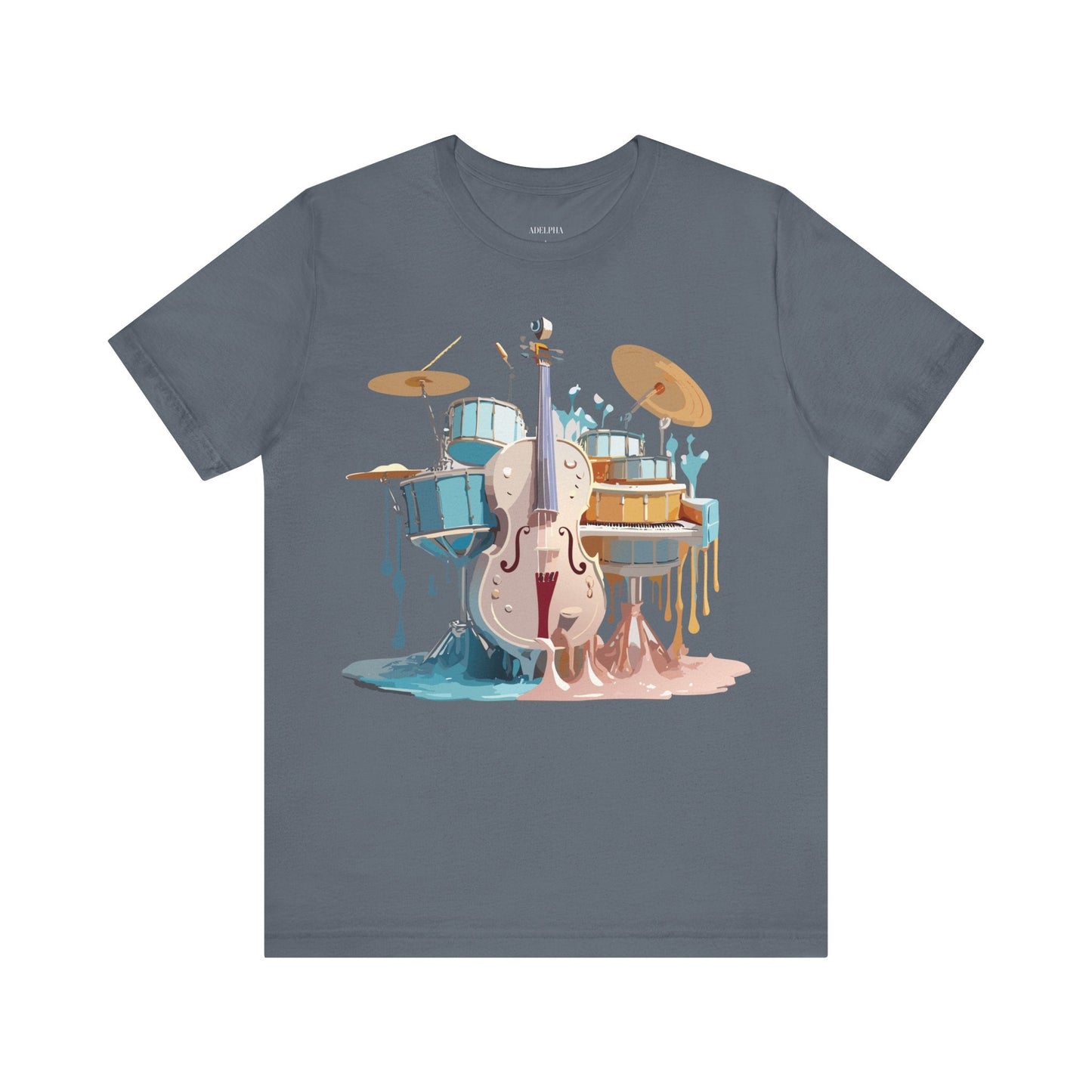 Music Graphic Unisex 100 Cotton Vintage Art with Musical Elements Tee 84