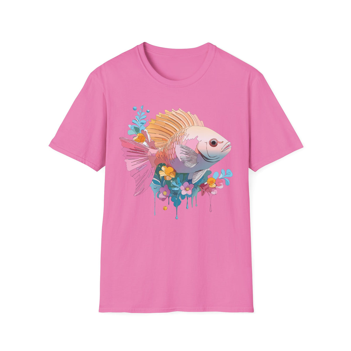 Colorful Tropical Fish T-Shirt | Watercolor Floral Sea Life Tee
